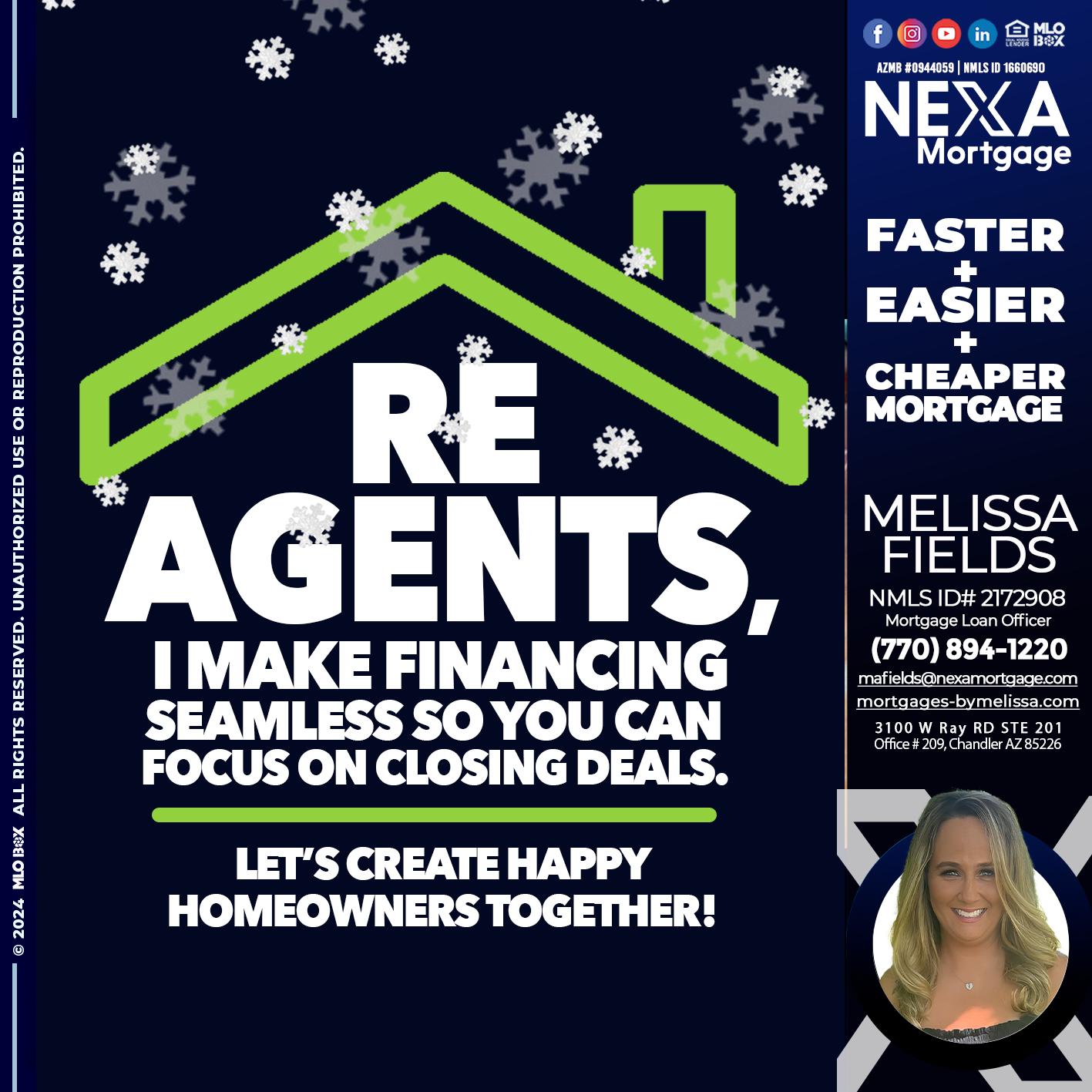 RE AGENTS - Melissa Fields -Mortgage Loan Officer