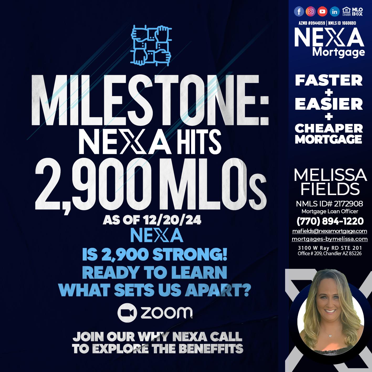 MILSTONE 2900 - Melissa Fields -Mortgage Loan Officer