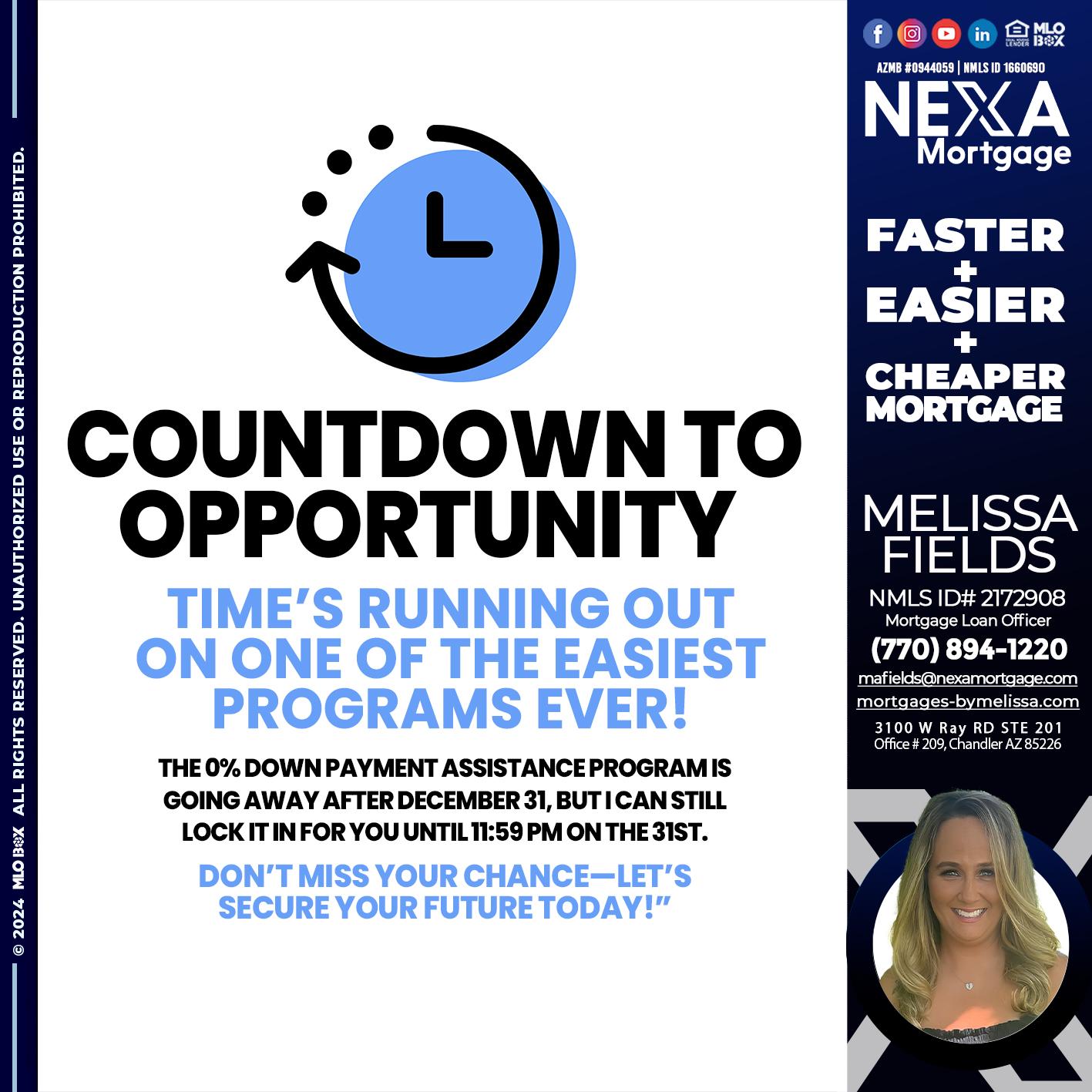 COUNTDOWN - Melissa Fields -Mortgage Loan Officer