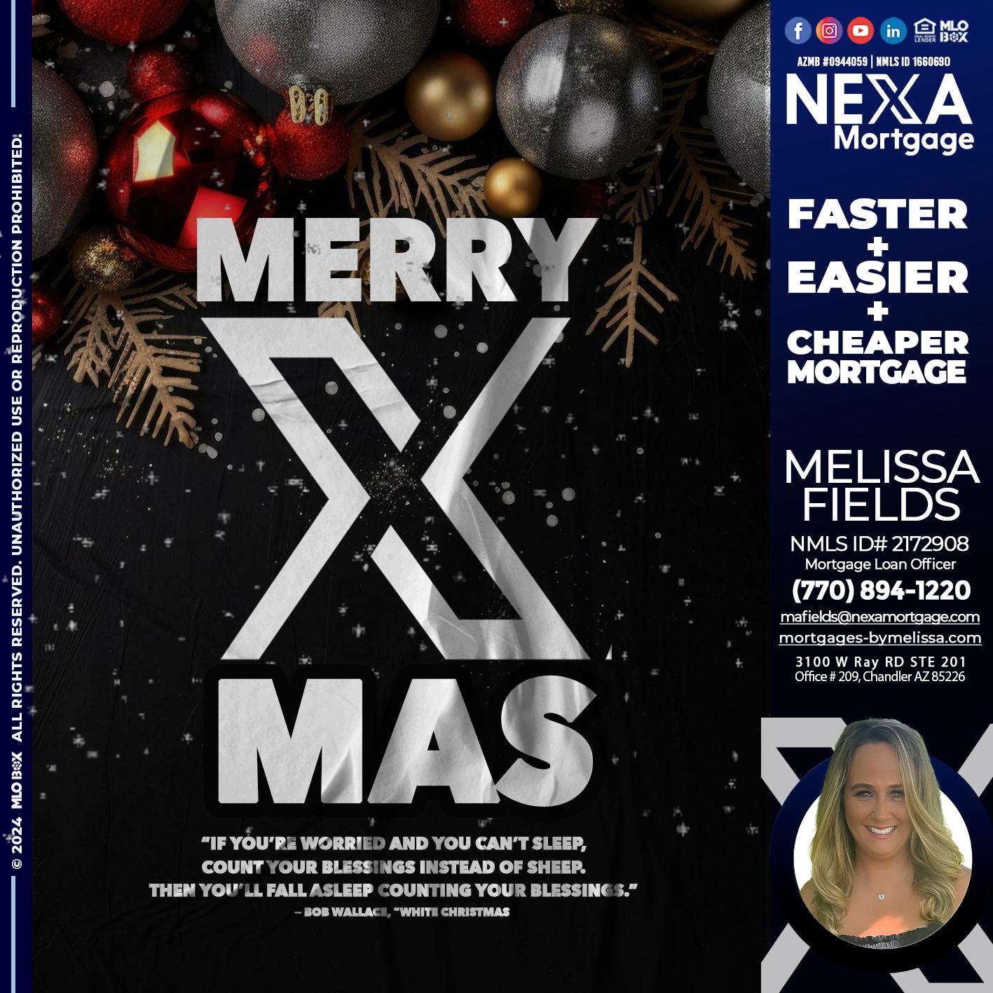 MERRY XMAS - Melissa Fields -Mortgage Loan Officer