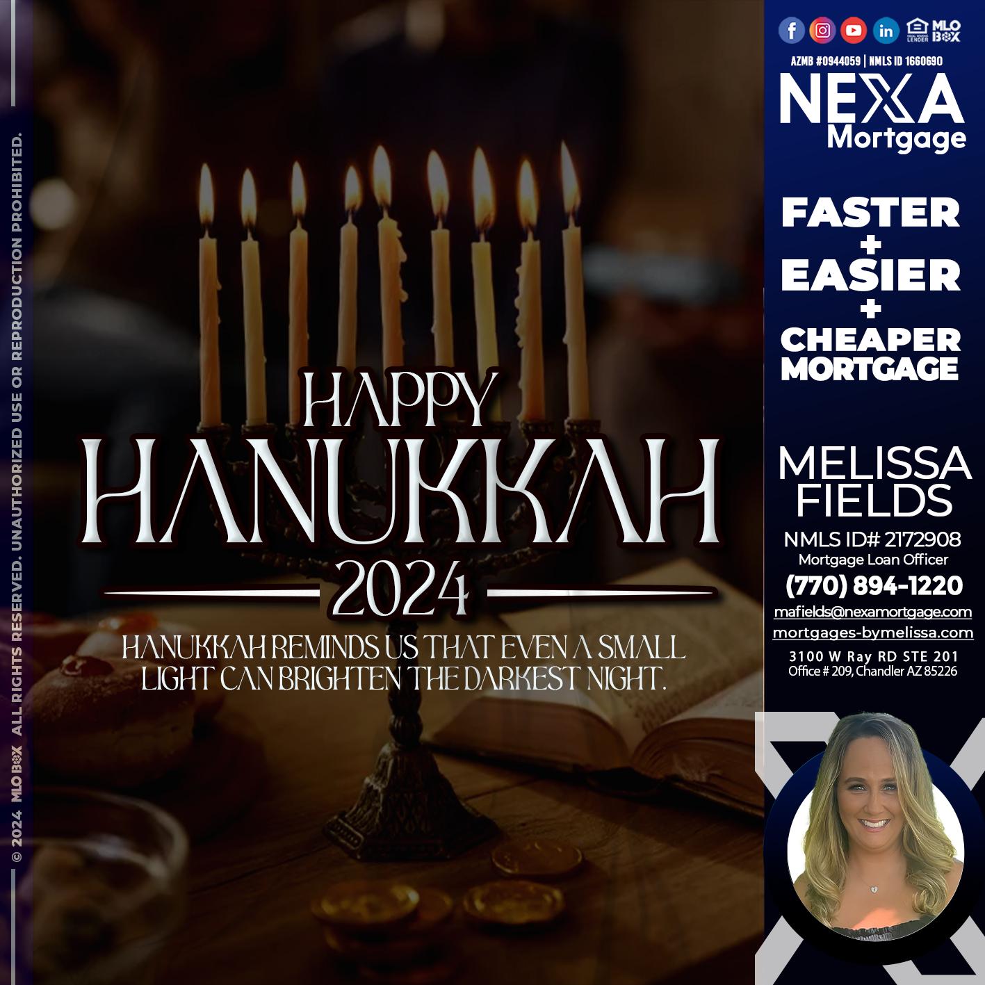 happy hanukkah - Melissa Fields -Mortgage Loan Officer