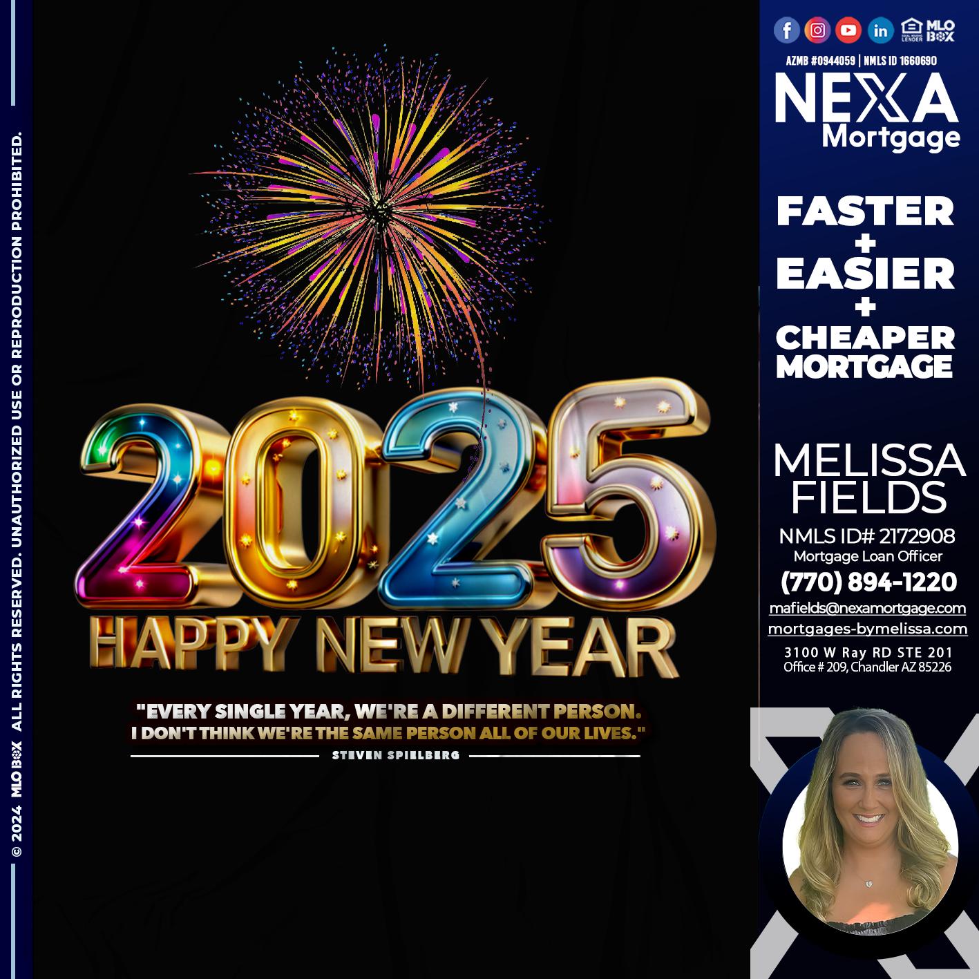 2025 HAPPY NEW YEAR - Melissa Fields -Mortgage Loan Officer