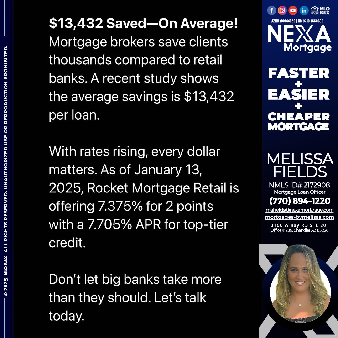 saved on average - Melissa Fields -Mortgage Loan Officer