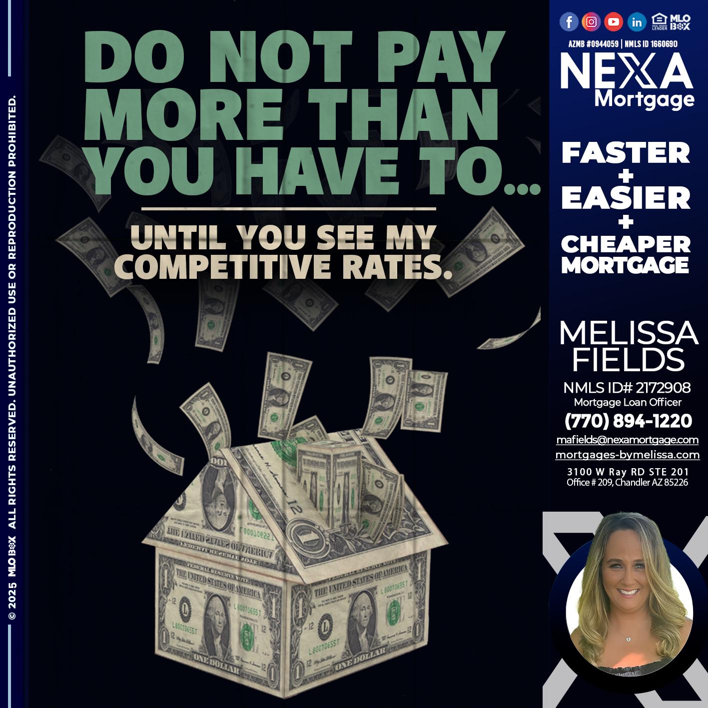 DO NOT PAY - Melissa Fields -Mortgage Loan Officer