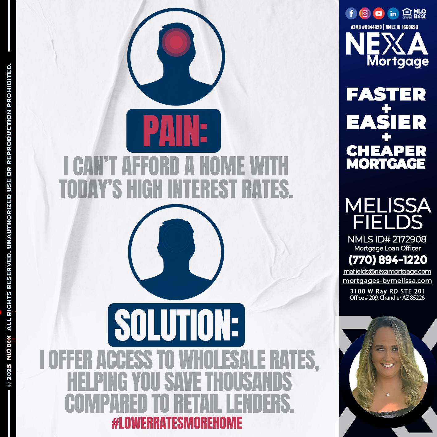 PAIN-SOLUTION - Melissa Fields -Mortgage Loan Officer