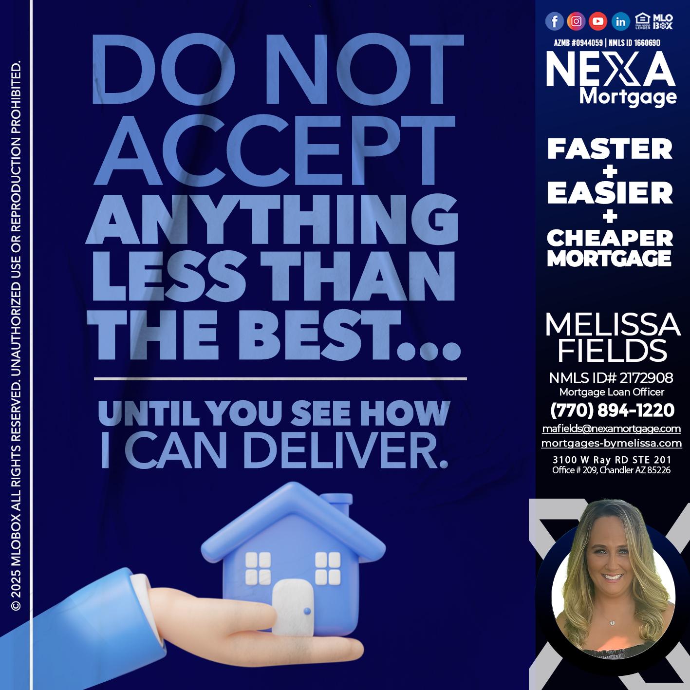 DO NOT ACCEPT - Melissa Fields -Mortgage Loan Officer
