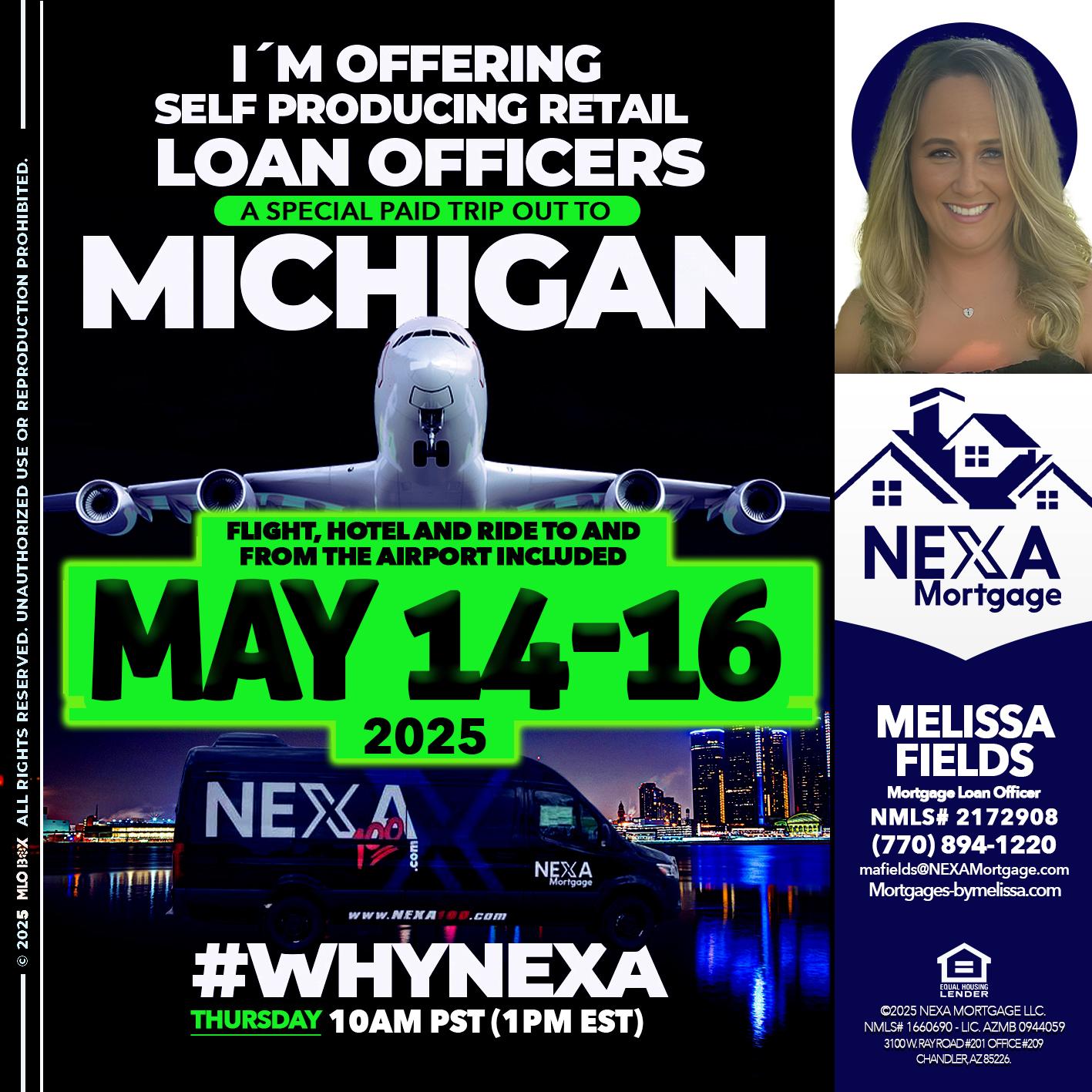 MAY 14-16 MICHIGAN TRIP - Melissa Fields -Mortgage Loan Officer