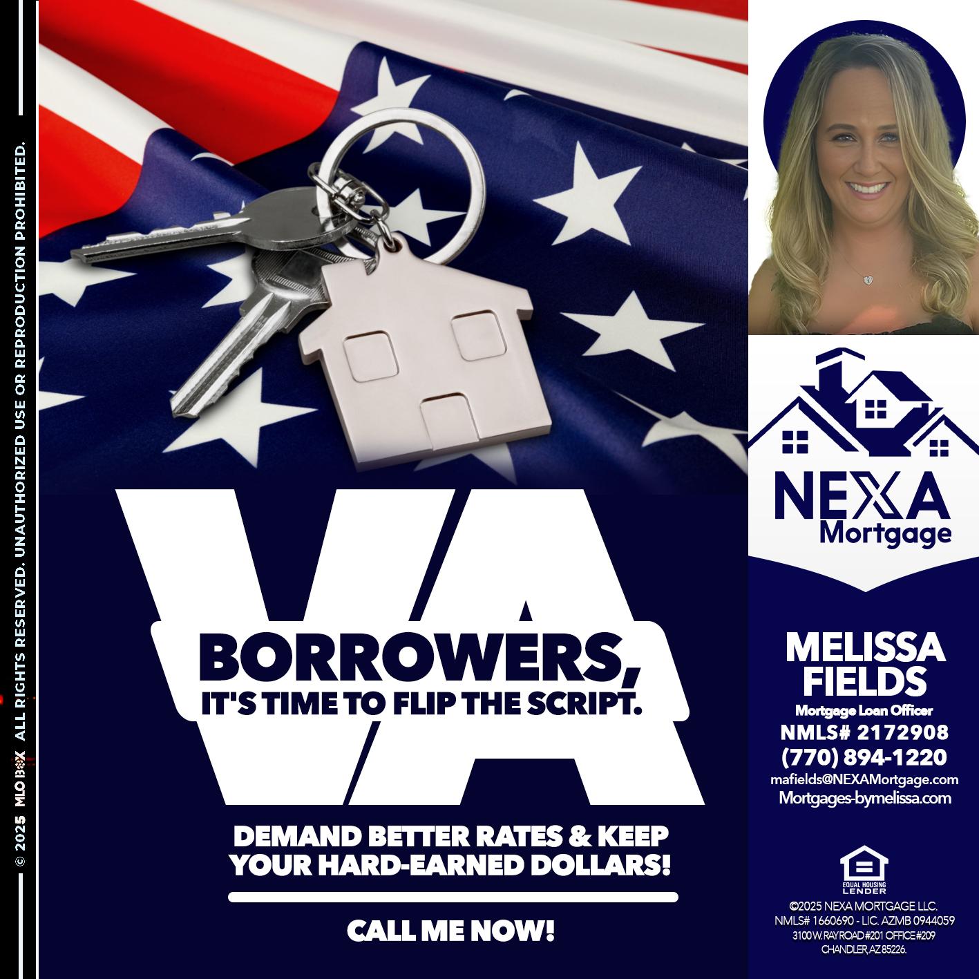 VA BORROWERS - Melissa Fields -Mortgage Loan Officer