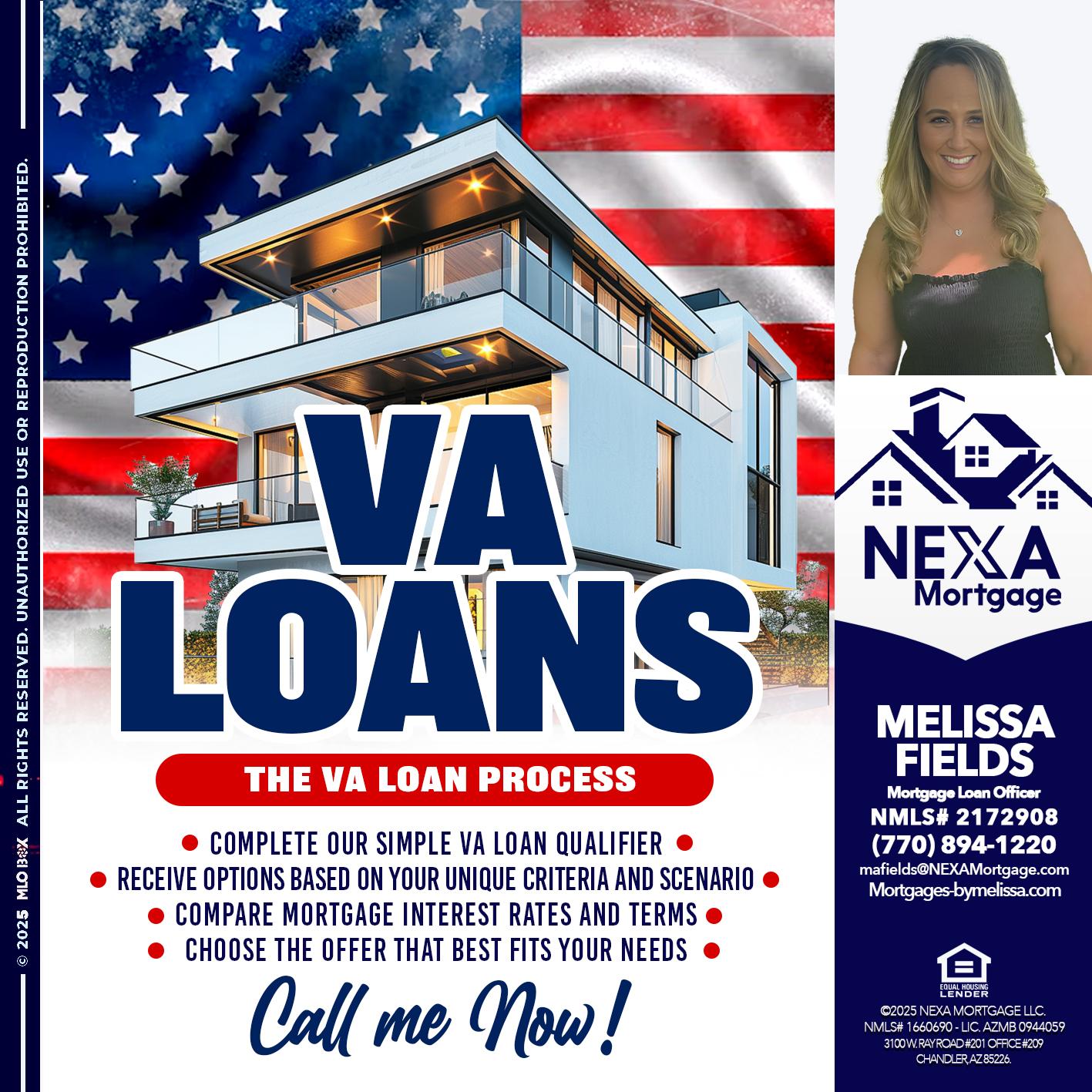 VA LOANS - Melissa Fields -Mortgage Loan Officer