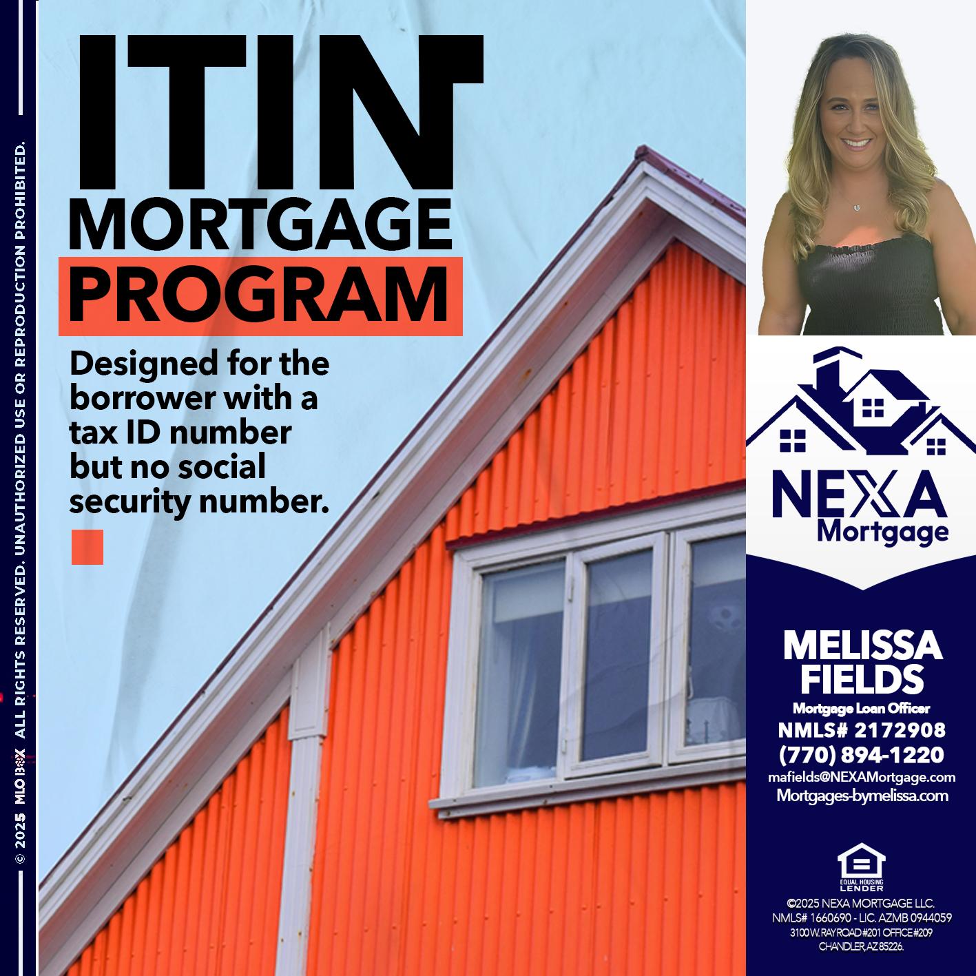 ITIN PROGRAM - Melissa Fields -Mortgage Loan Officer