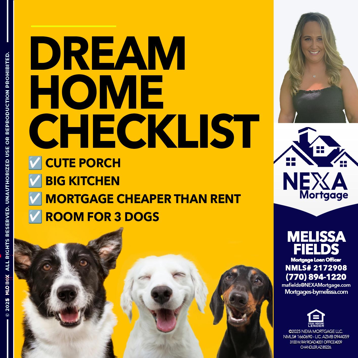 DREAM HOME CHEK LIST - Melissa Fields -Mortgage Loan Officer
