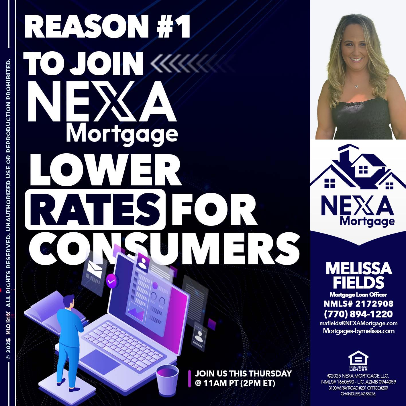 REASON 1 - Melissa Fields -Mortgage Loan Officer