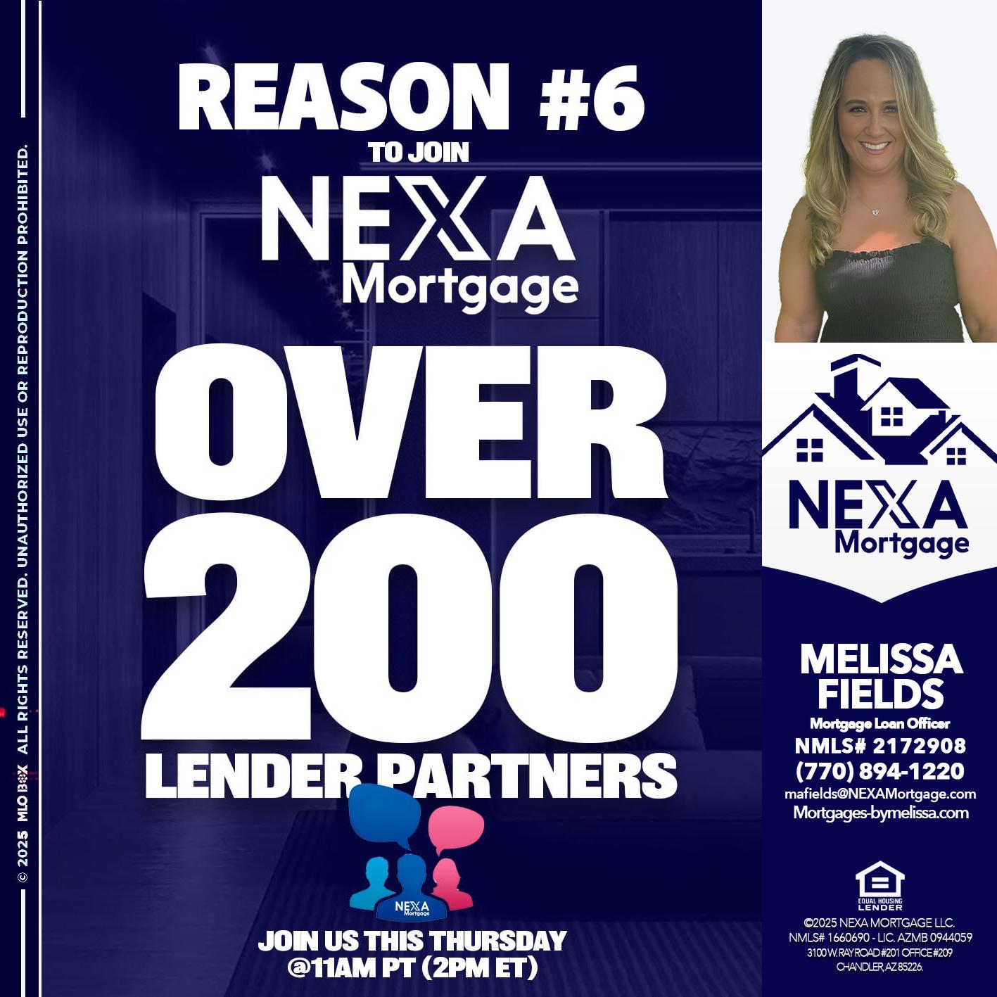 REASON 6 - Melissa Fields -Mortgage Loan Officer
