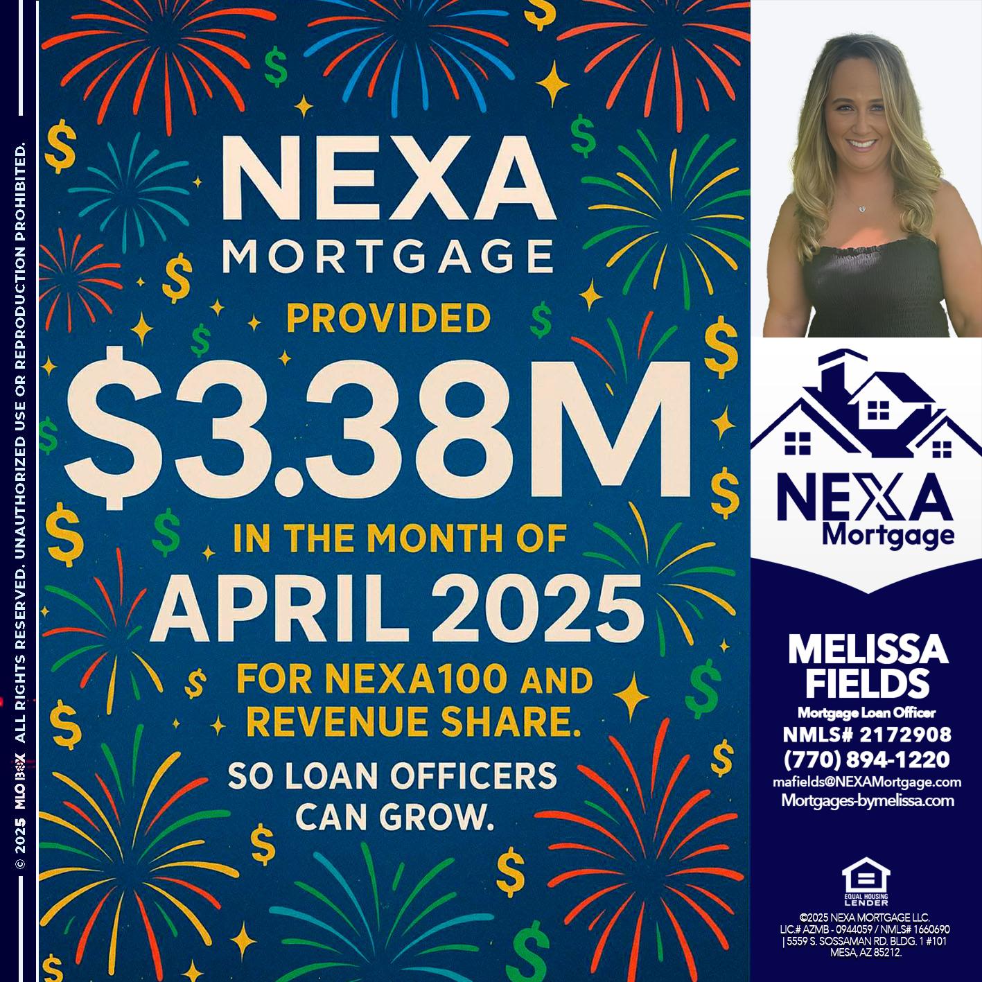 $3.38M - Melissa Fields -Mortgage Loan Officer