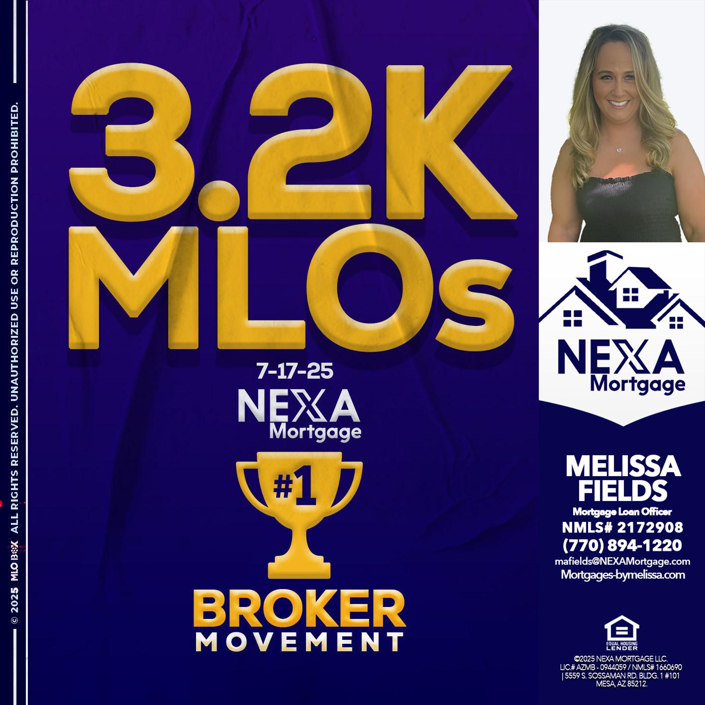 3.2K MLOs - Melissa Fields -Mortgage Loan Officer