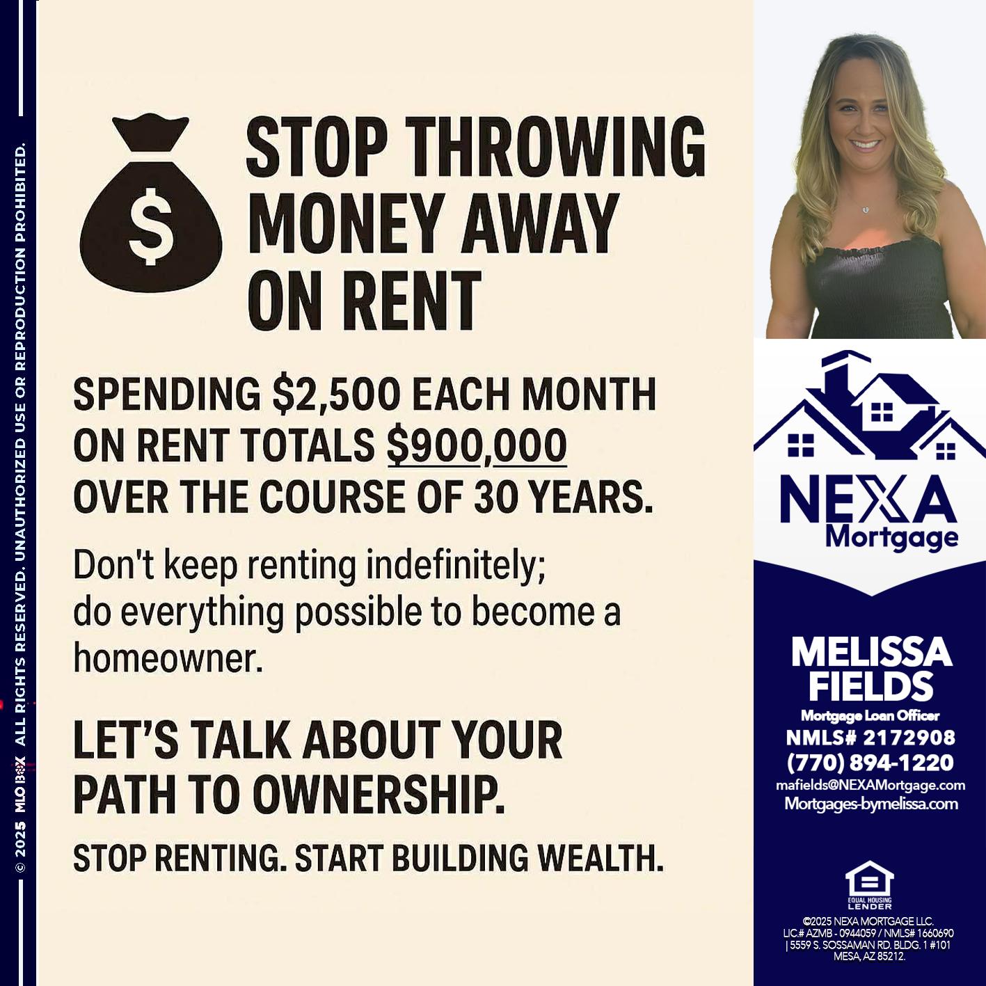 STOP THROWING - Melissa Fields -Mortgage Loan Officer