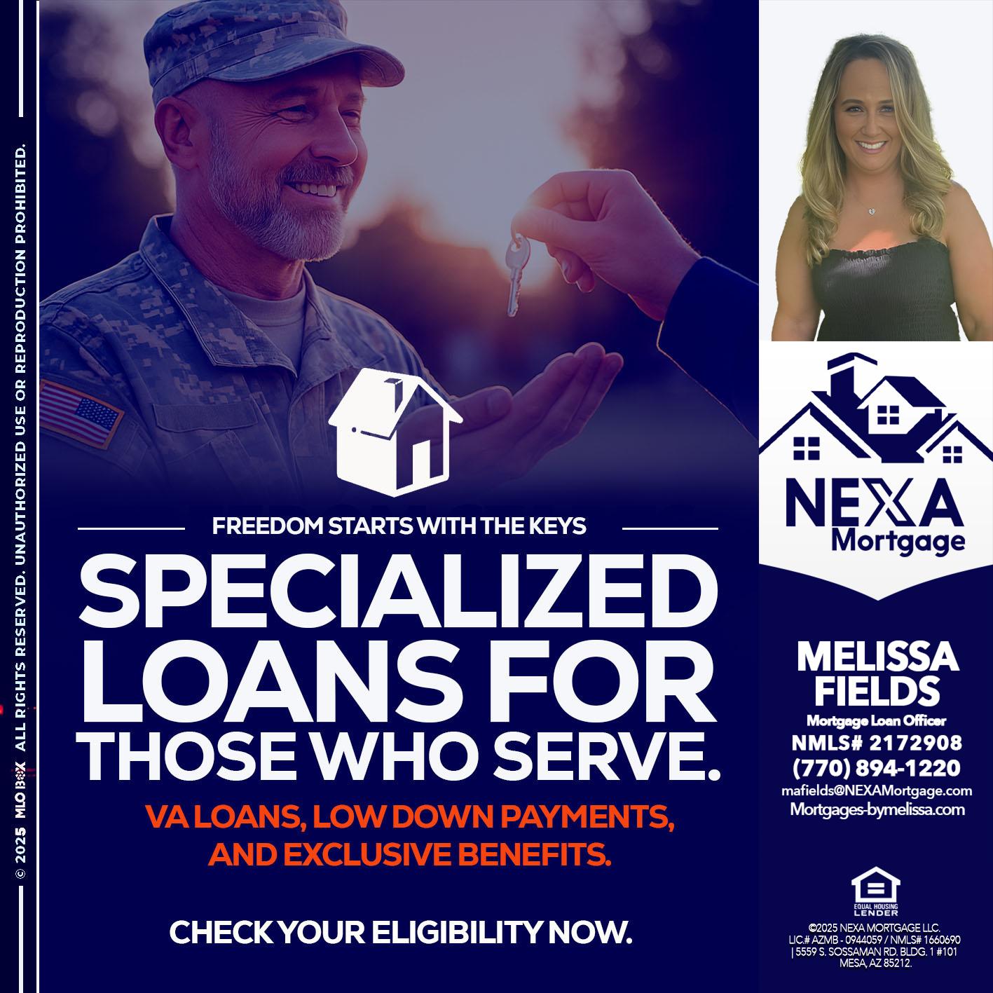 SPECIALIZED LOANS - Melissa Fields -Mortgage Loan Officer