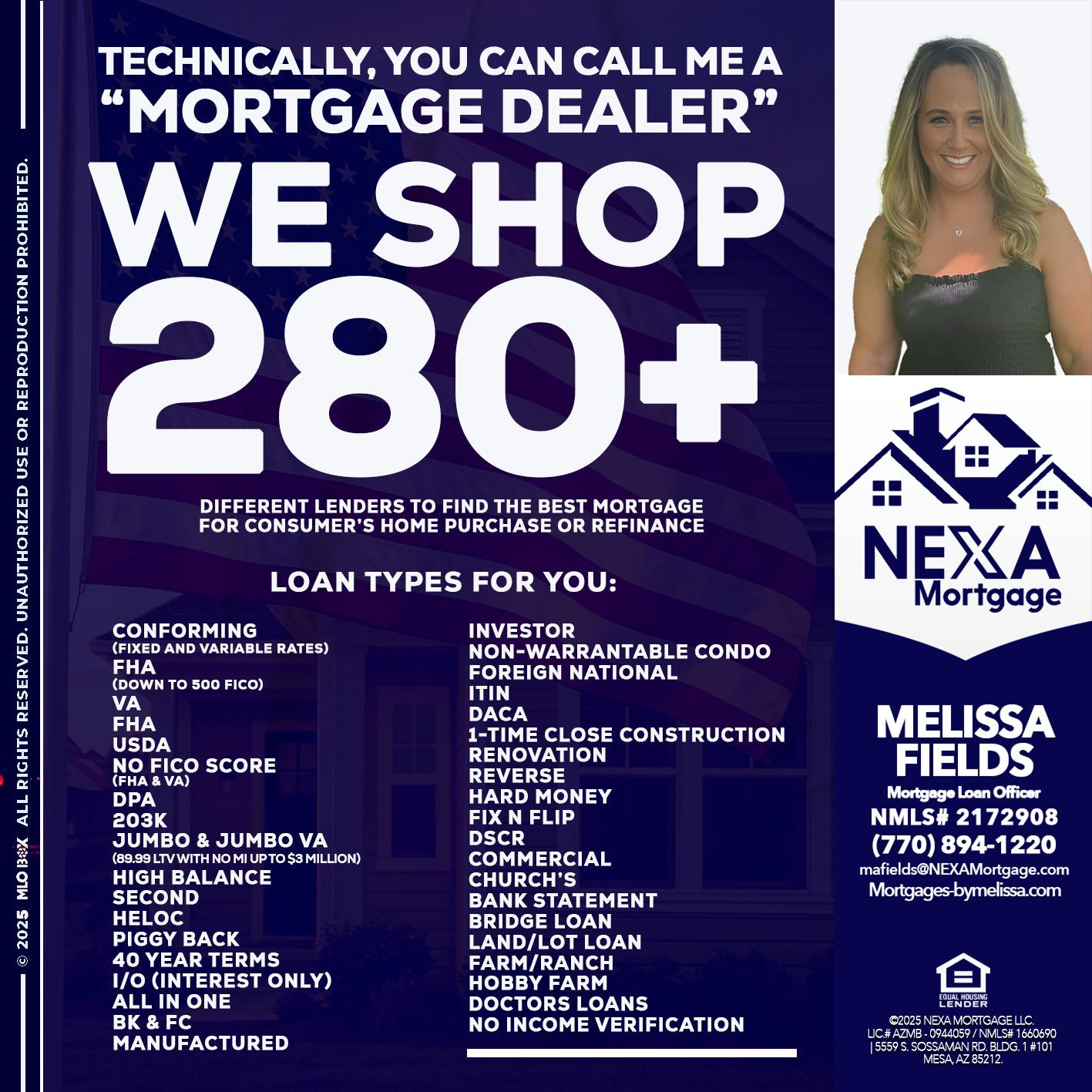 WE SHOP 280 + - Melissa Fields -Mortgage Loan Officer