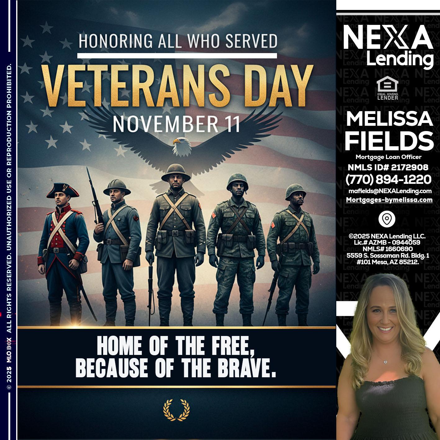 Veterans Day - Melissa Fields -Mortgage Loan Officer