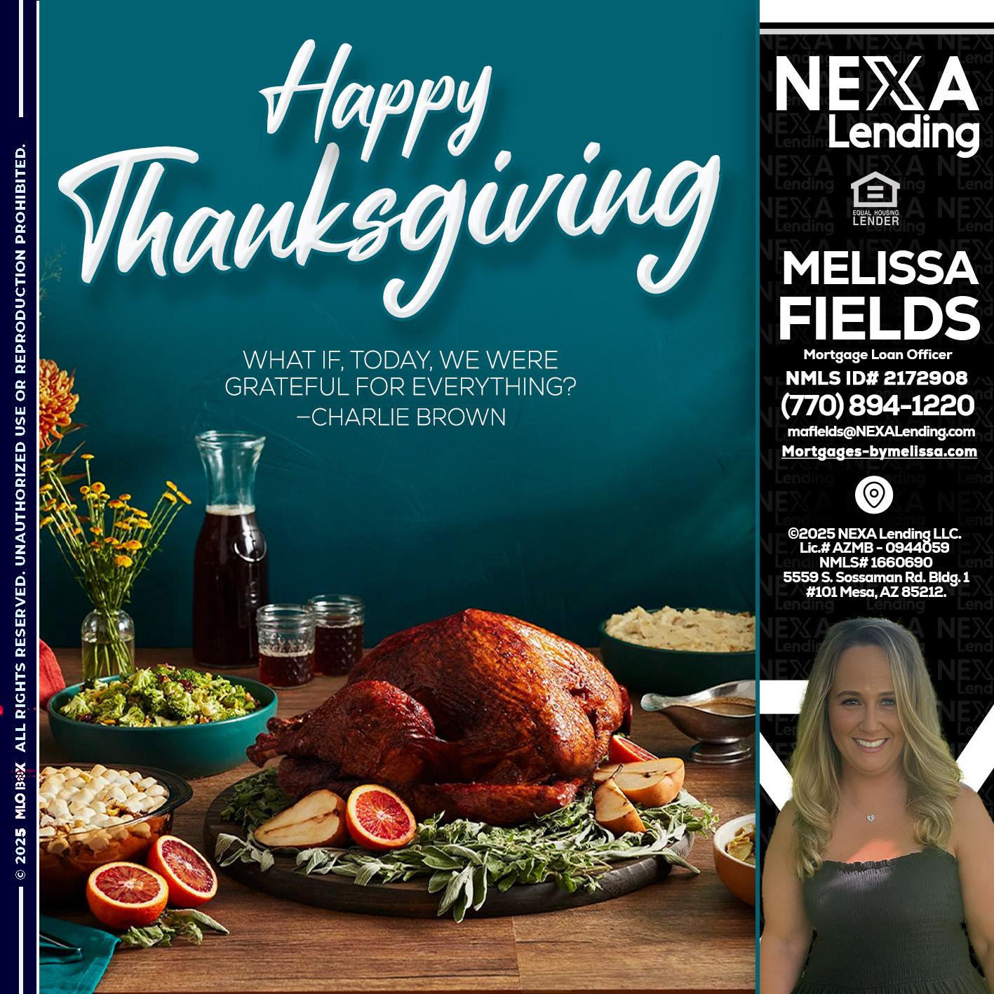happy Thanksgiving - Melissa Fields -Mortgage Loan Officer