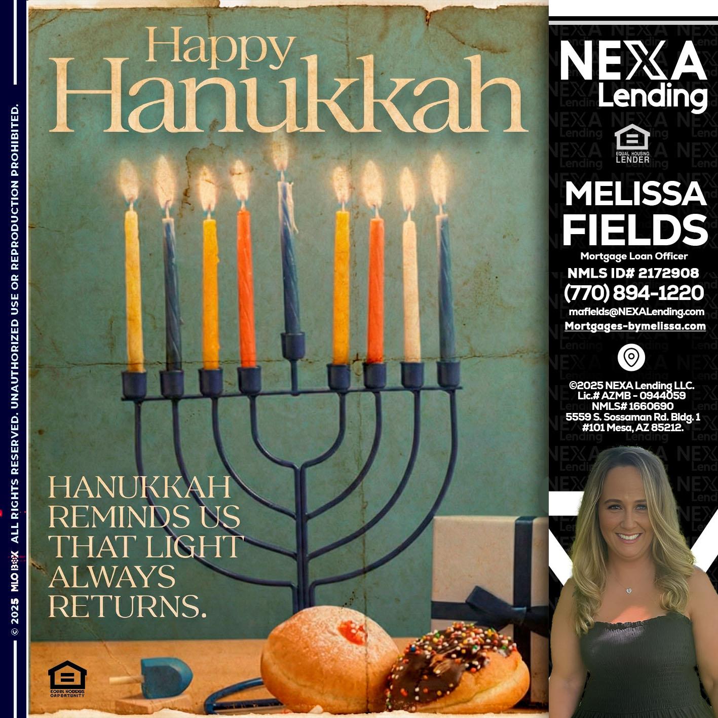 HAPPY HANUKKAH - Melissa Fields -Mortgage Loan Officer