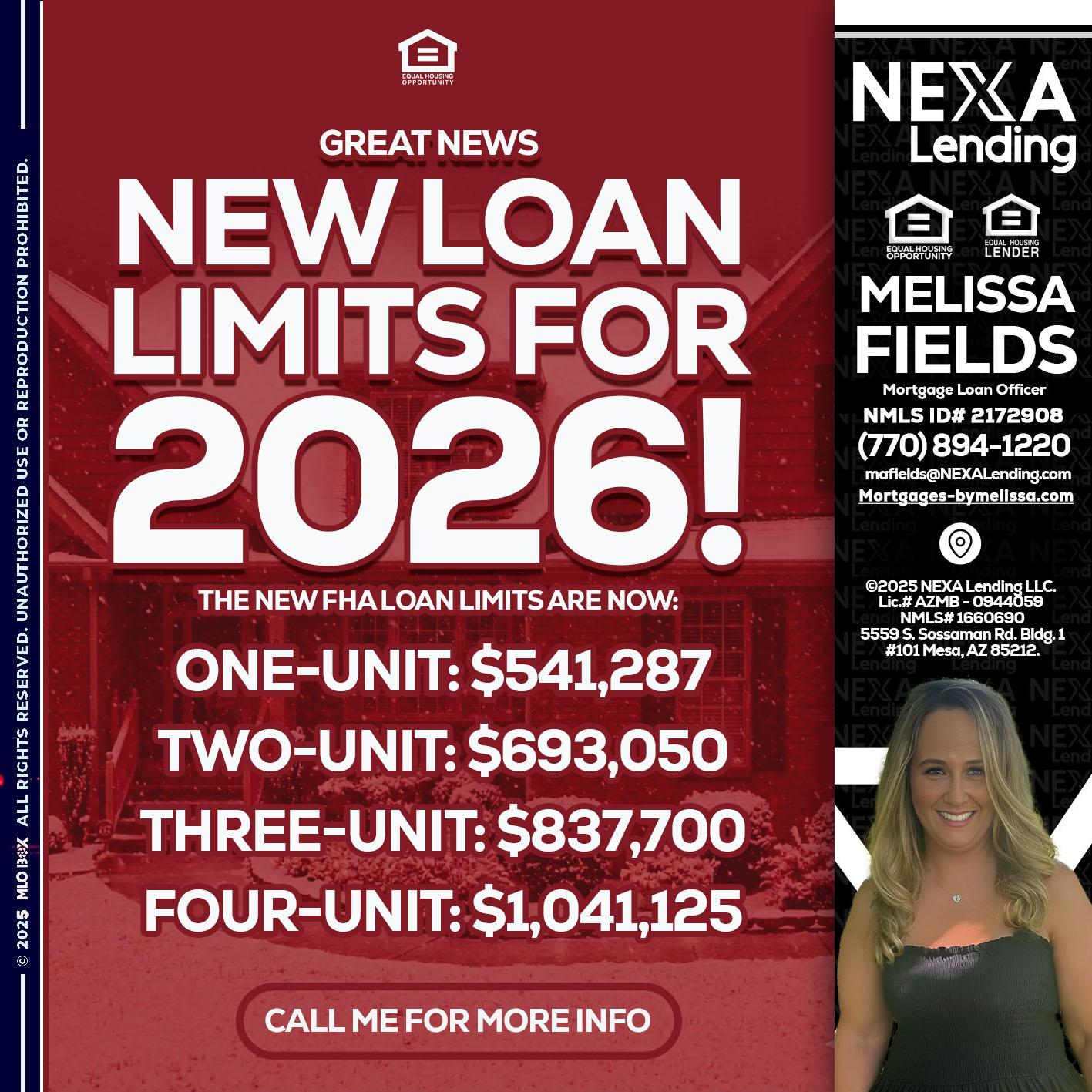 loan limits - Melissa Fields -Mortgage Loan Officer