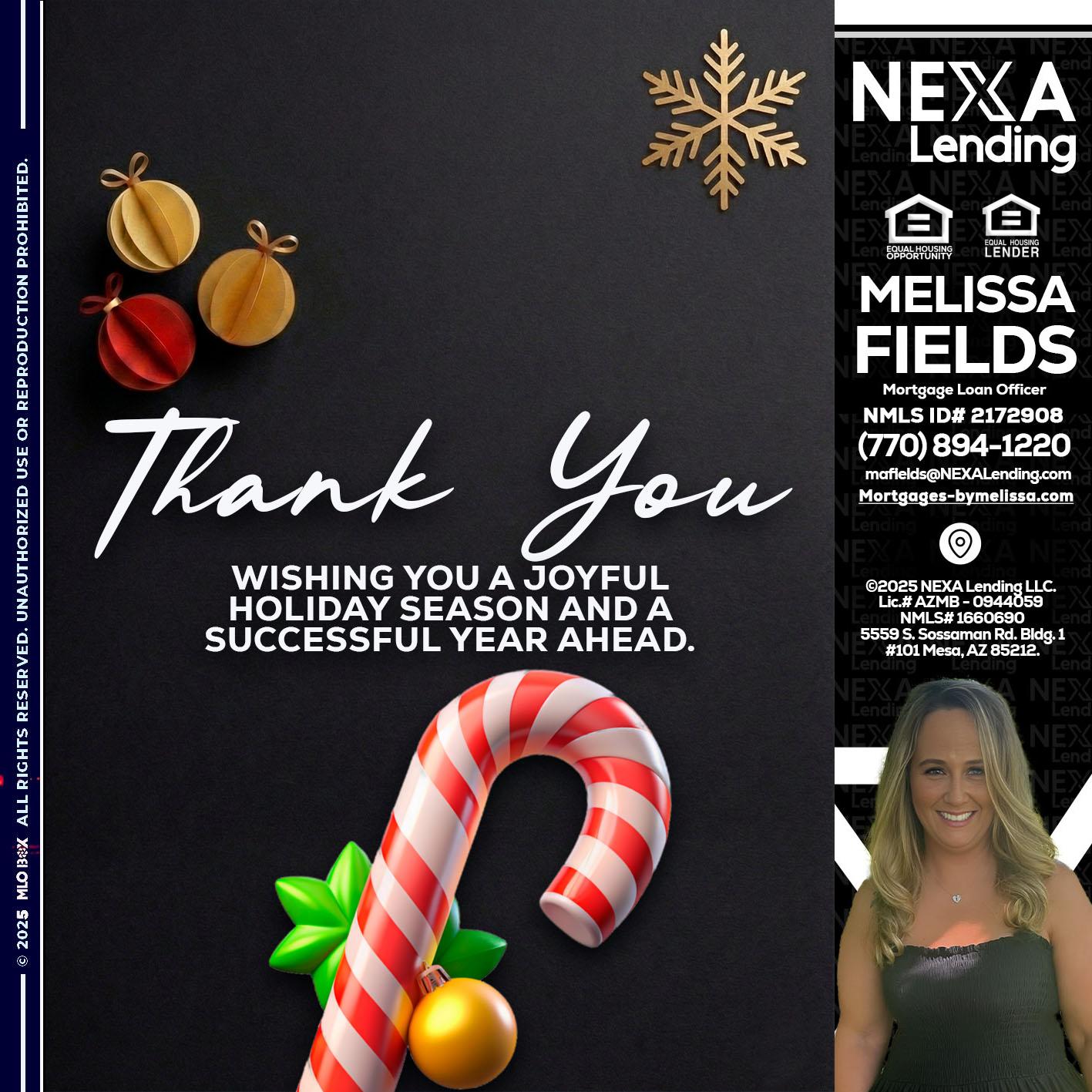 THANK YOU - Melissa Fields -Mortgage Loan Officer