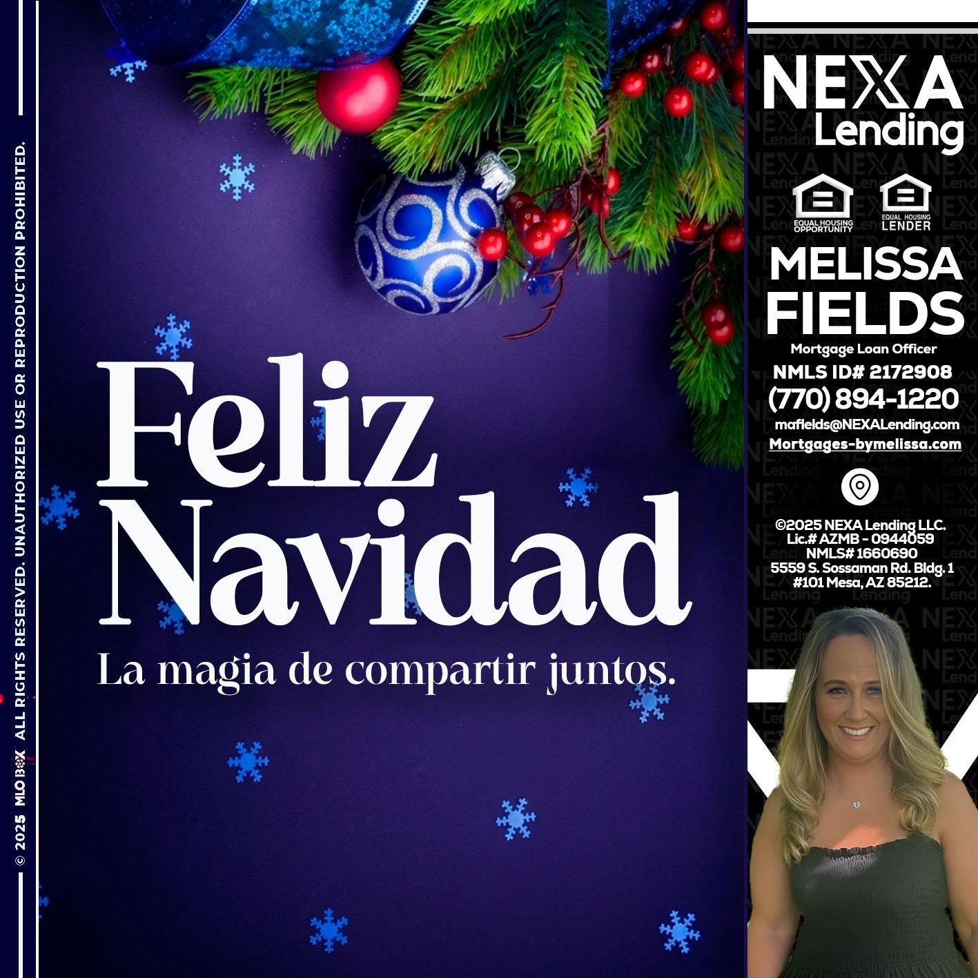 FELIZ NAVIDAD - Melissa Fields -Mortgage Loan Officer
