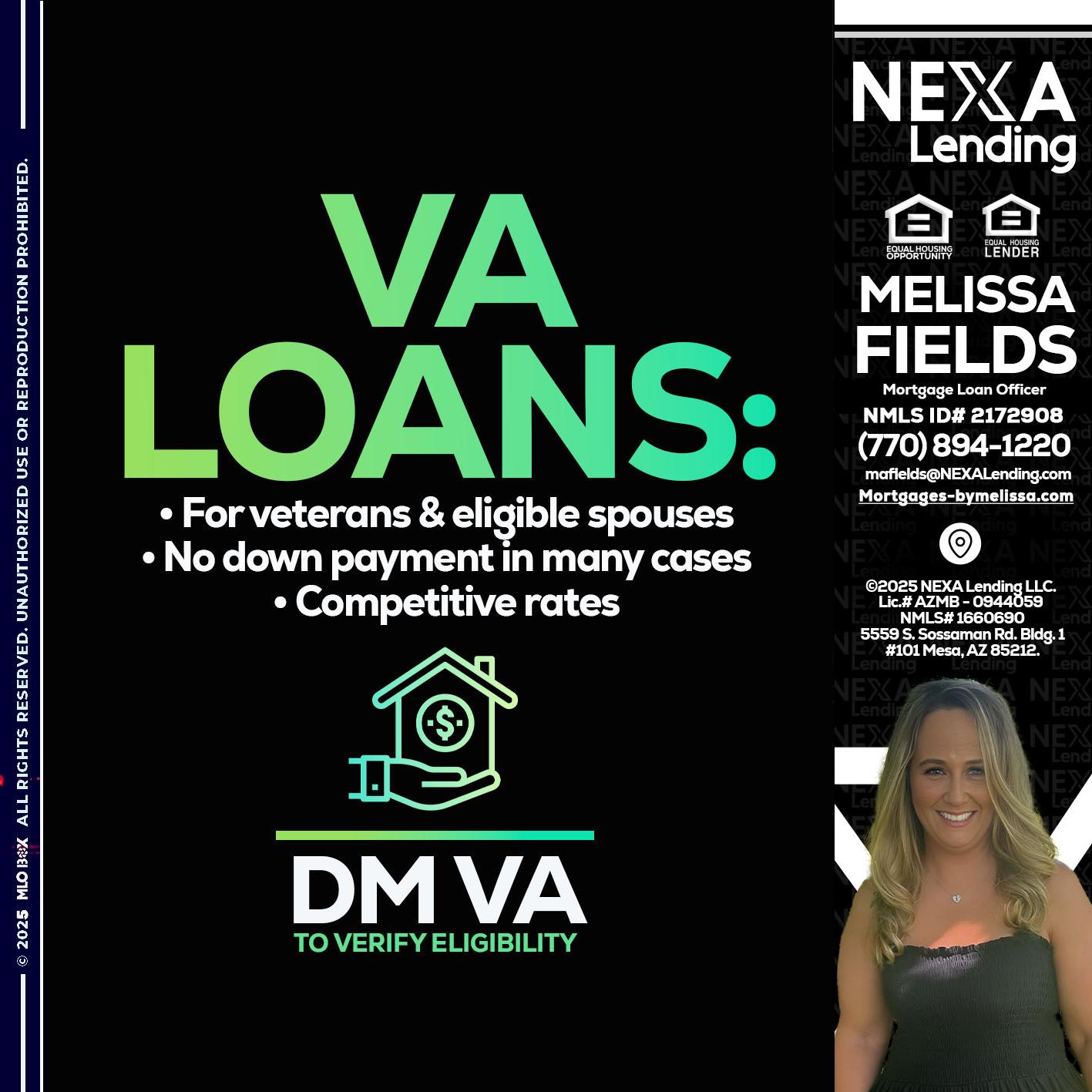 VA LOANS - Melissa Fields -Mortgage Loan Officer