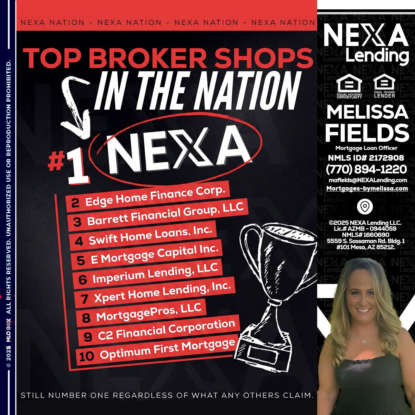 top broker - Melissa Fields -Mortgage Loan Officer