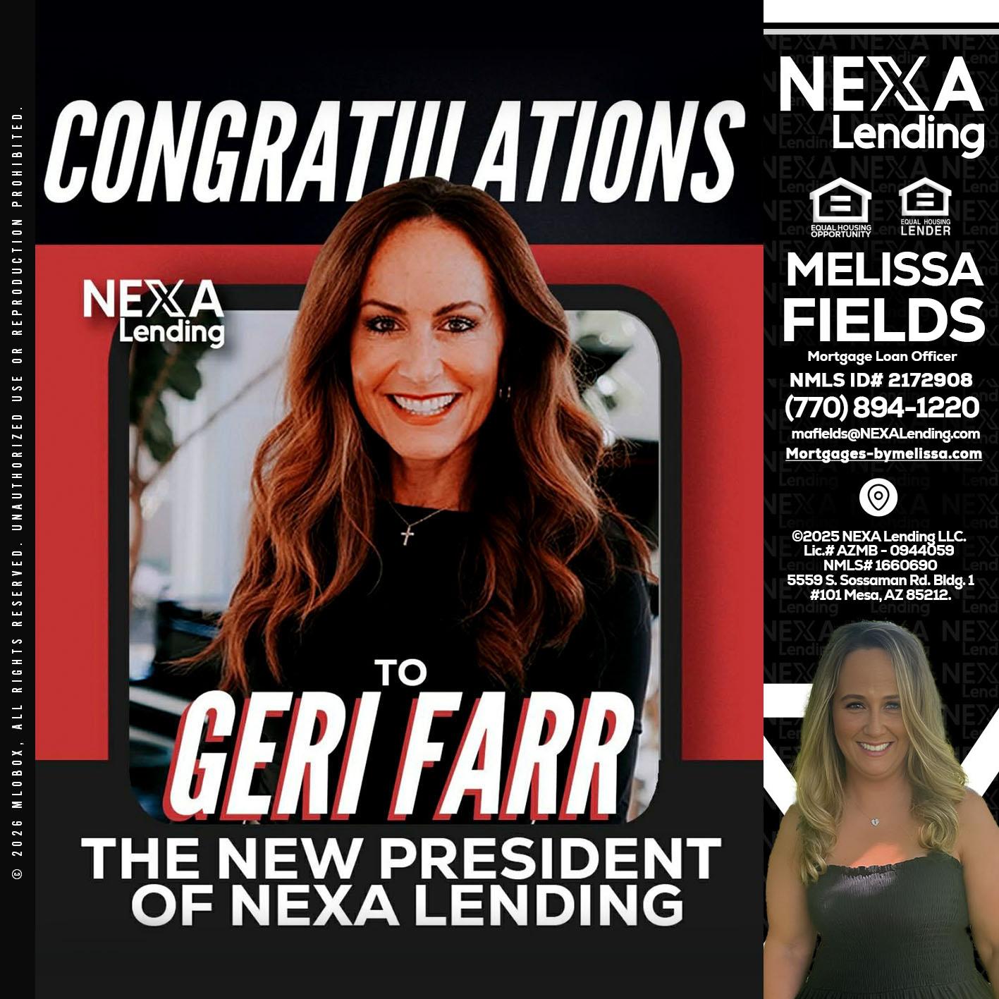 CONGRATULATIONS - Melissa Fields -Mortgage Loan Officer