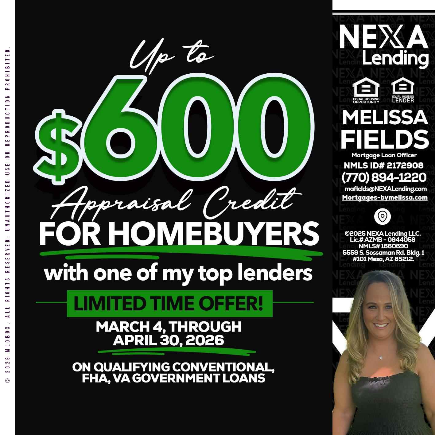 UP TO 600 - Melissa Fields -Mortgage Loan Officer