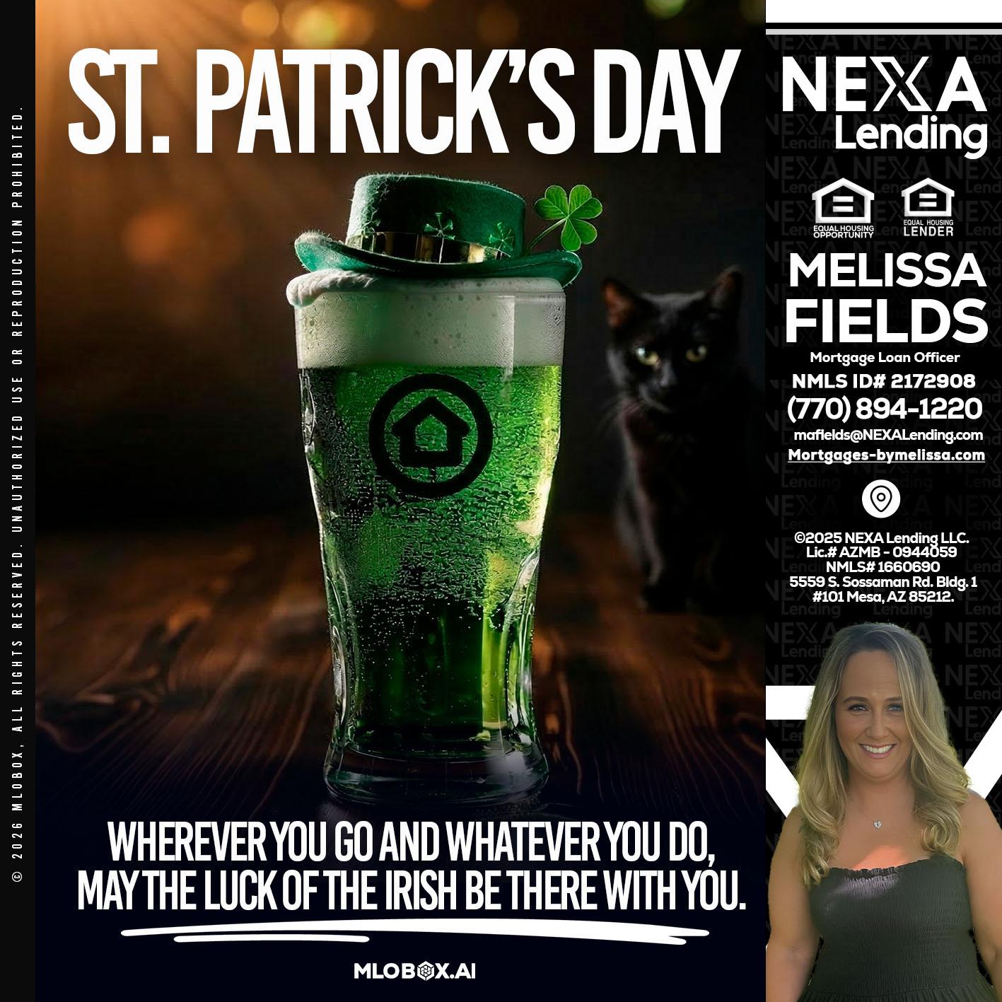 st. Patricks day - Melissa Fields -Mortgage Loan Officer