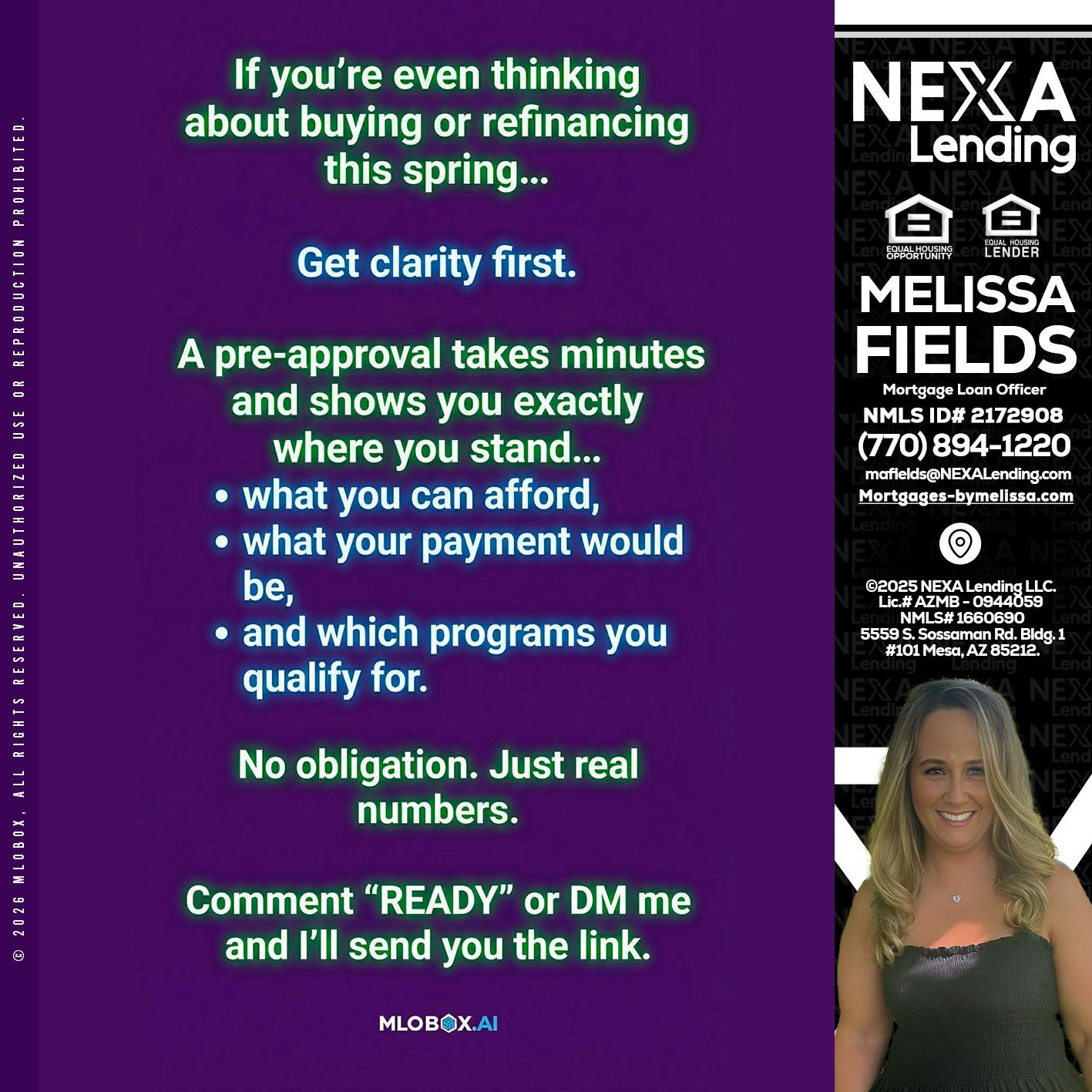 IF YOU THINKING - Melissa Fields -Mortgage Loan Officer