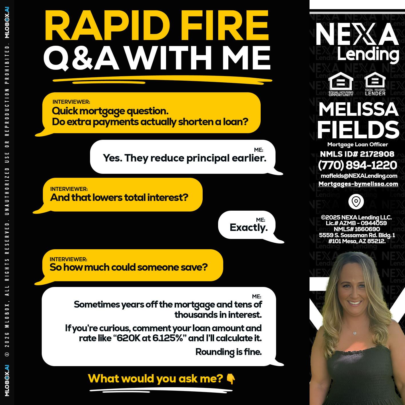 RAPID FIRE QA - Melissa Fields -Mortgage Loan Officer
