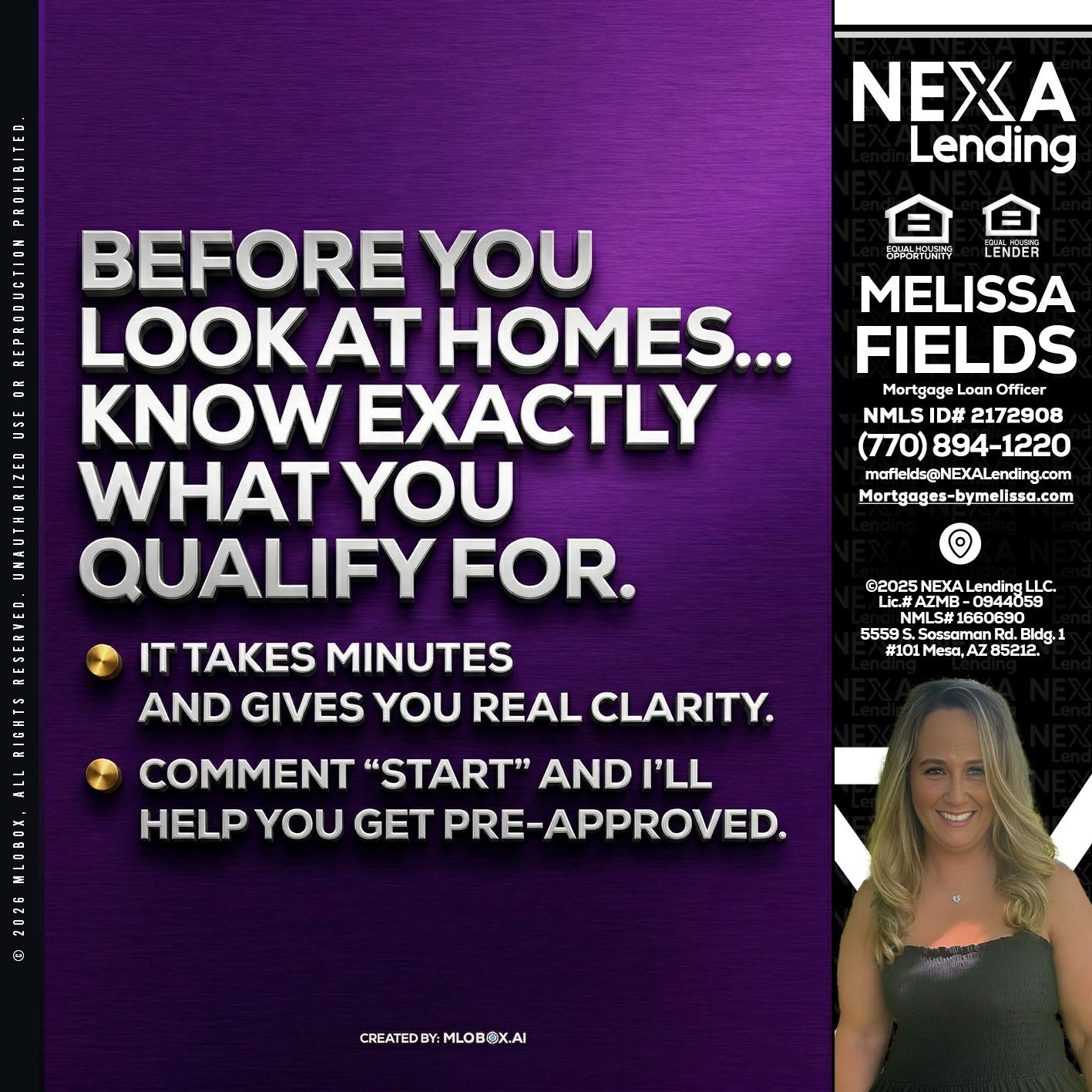 BEFORE YOU - Melissa Fields -Mortgage Loan Officer
