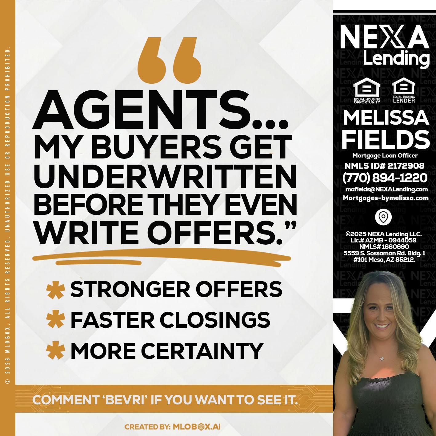agents - Melissa Fields -Mortgage Loan Officer