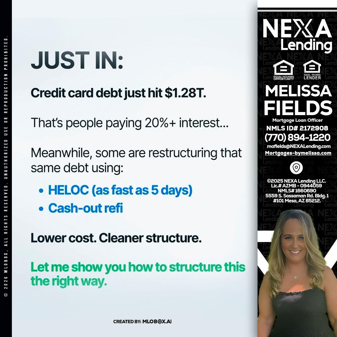 JUST IN - Melissa Fields -Mortgage Loan Officer