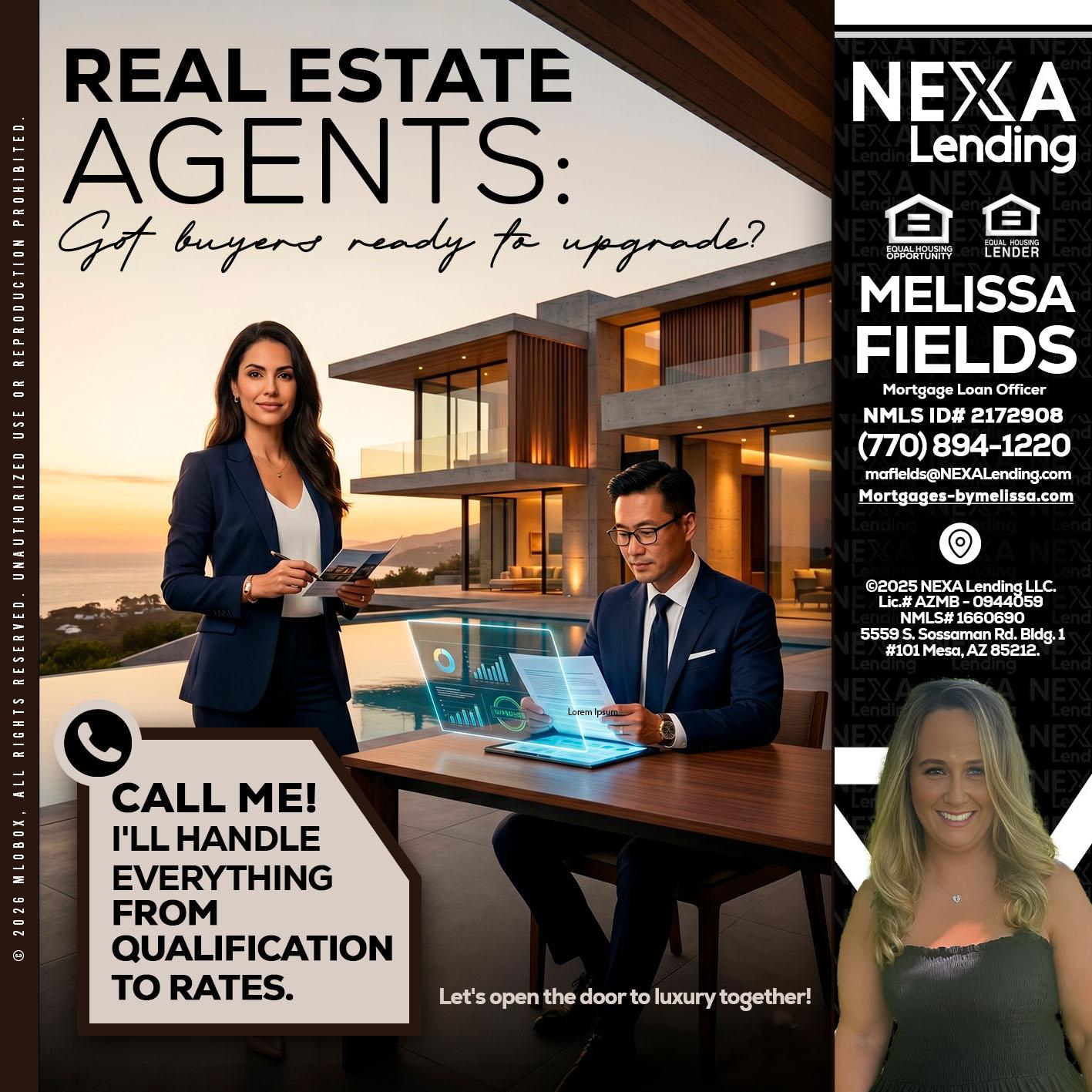 REAL ESTATE AGENTS - Melissa Fields -Mortgage Loan Officer