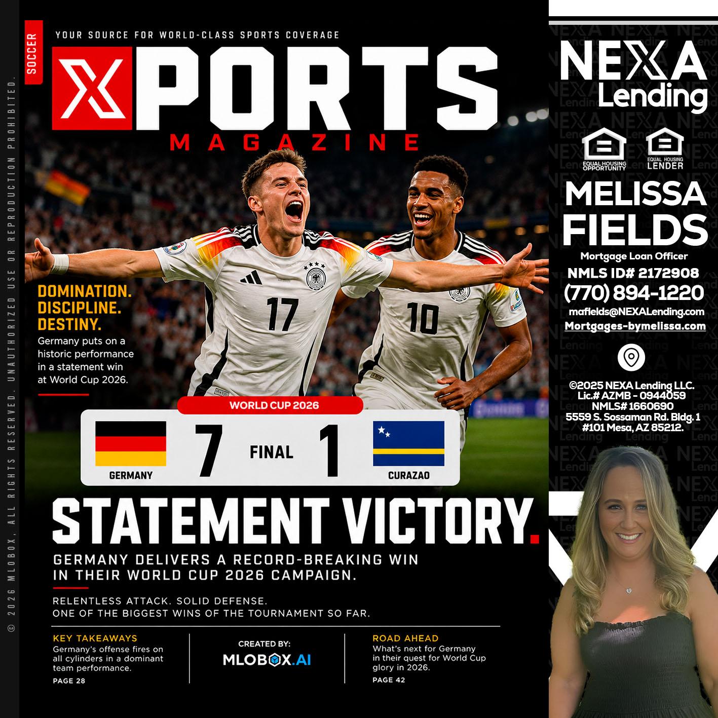GERMANY VS CURASSAO (7-1) - Melissa Fields -Mortgage Loan Officer