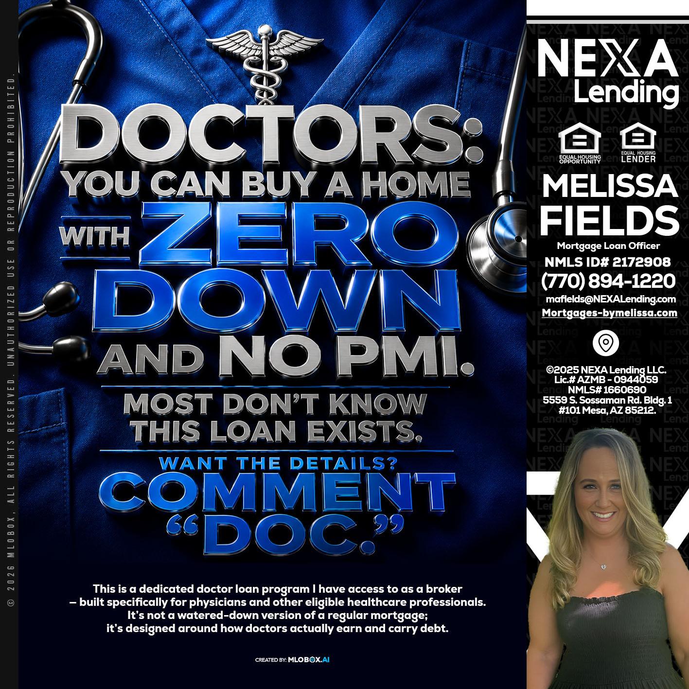 DOCTORS YOU CAN BUY - Melissa Fields -Mortgage Loan Officer