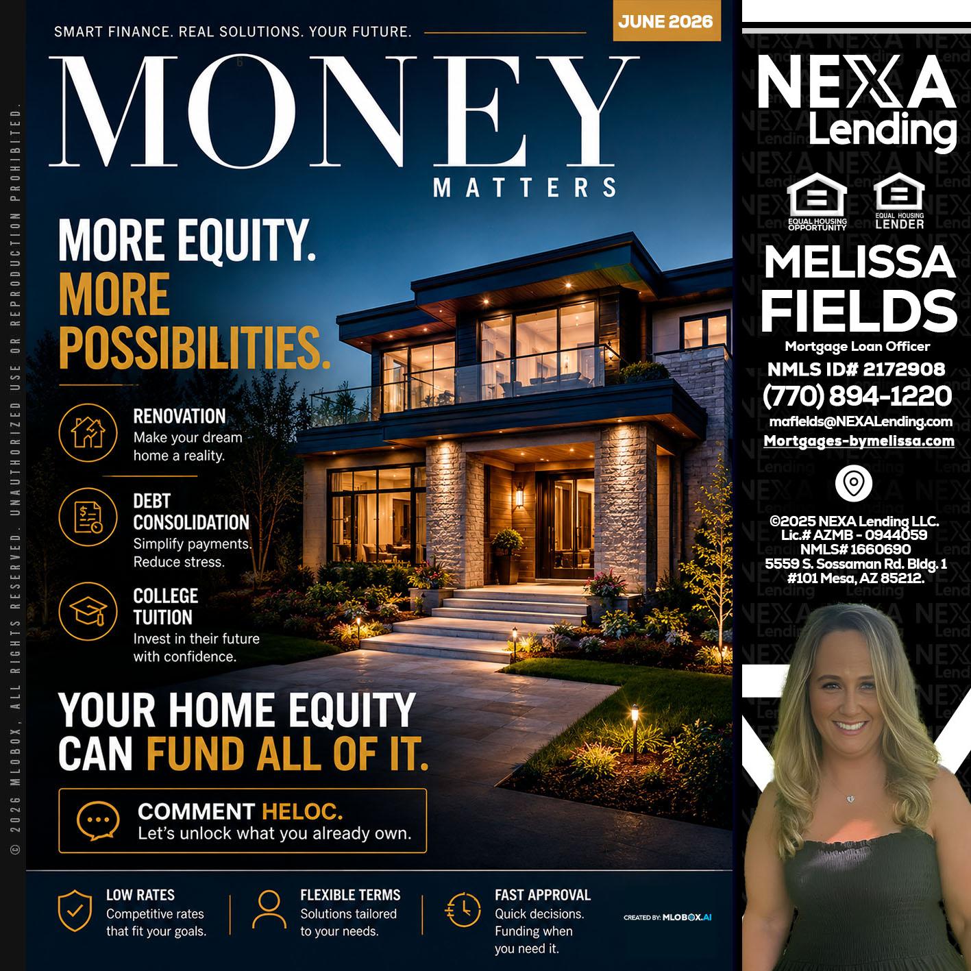 MONEY MATTERS - Melissa Fields -Mortgage Loan Officer