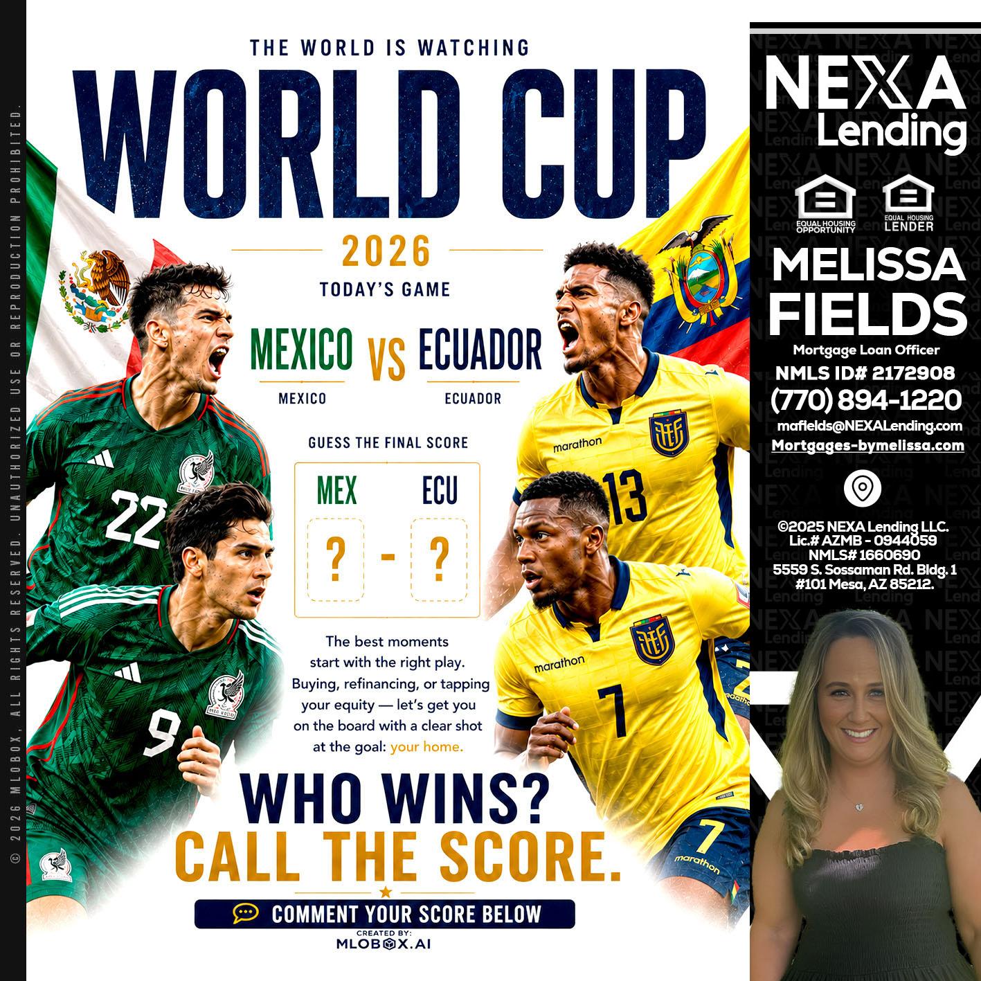 WORLD CUP 2026 - Melissa Fields -Mortgage Loan Officer