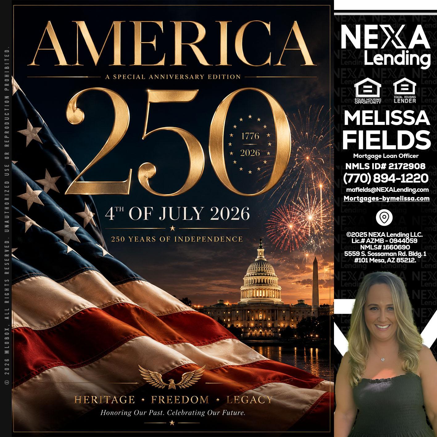 AMERICA 250 TH - Melissa Fields -Mortgage Loan Officer