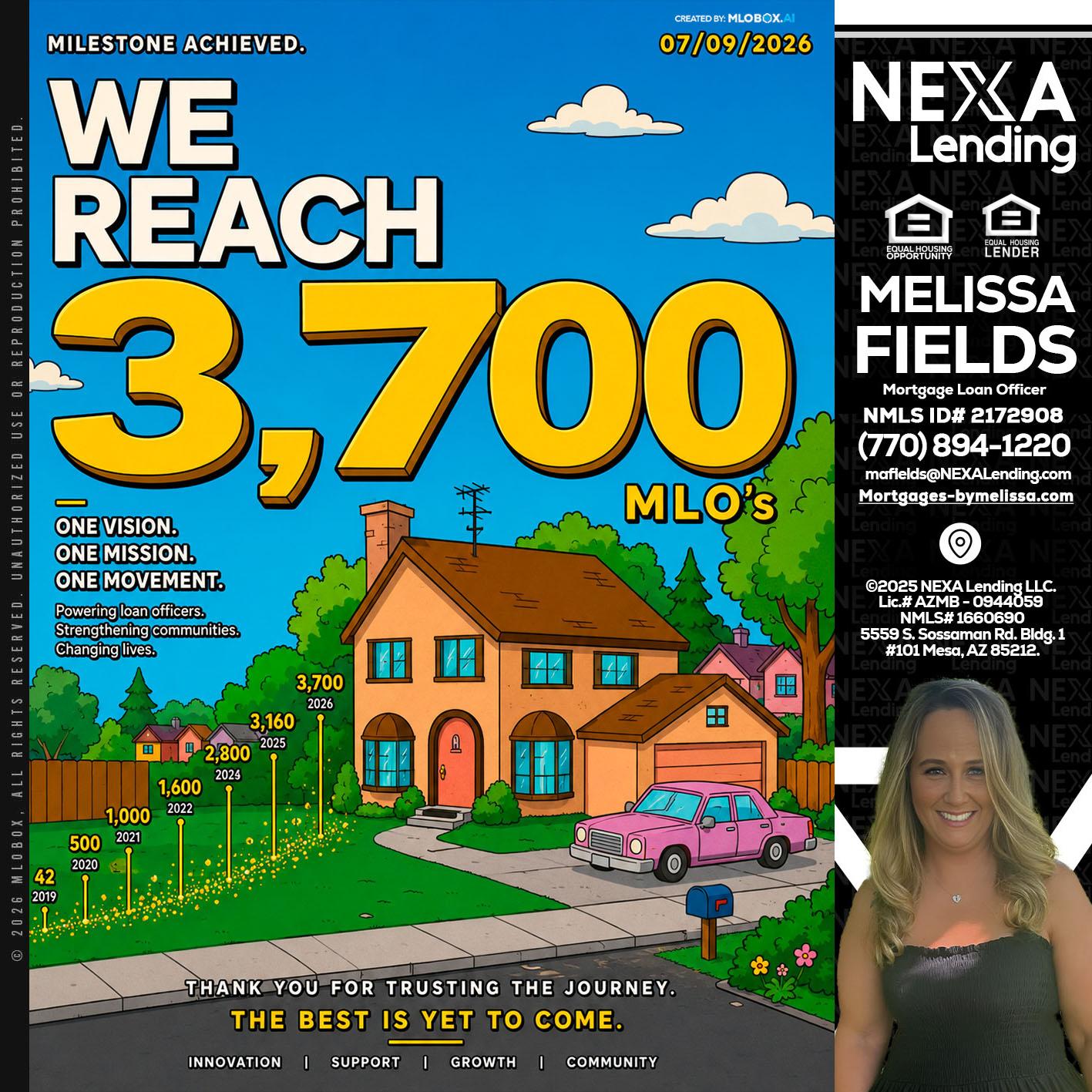 3,700 MLO's - Melissa Fields -Mortgage Loan Officer