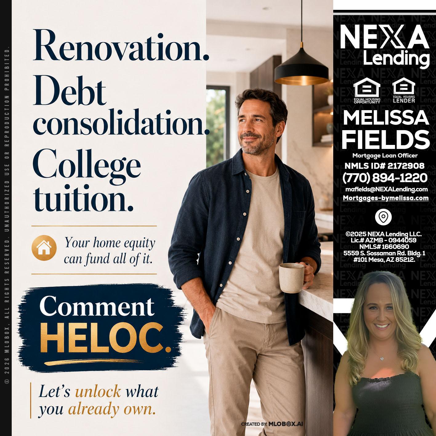 RENOVATION DEBT - Melissa Fields -Mortgage Loan Officer