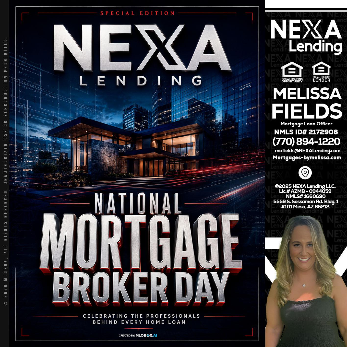 NATIONAL MORTGAGE BROKER DAY - Melissa Fields -Mortgage Loan Officer