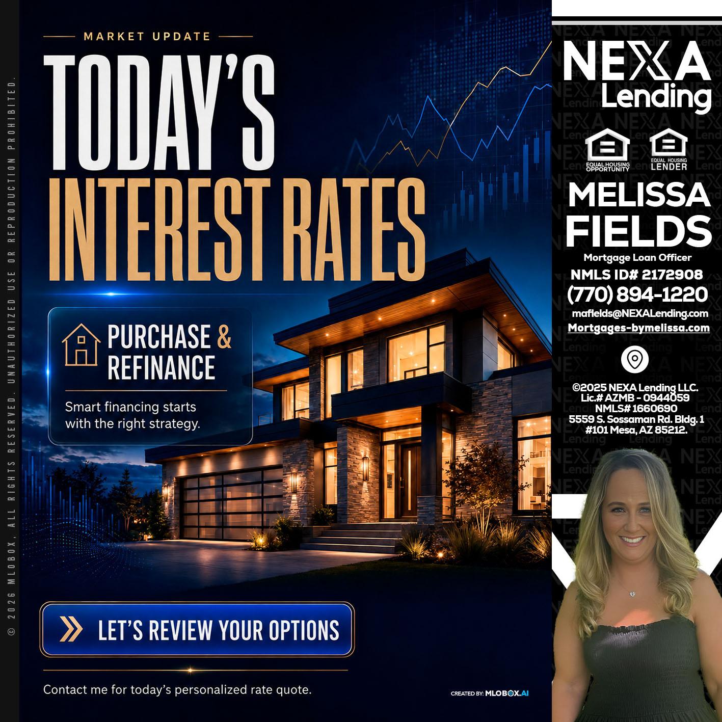 TODAYS RATES - Melissa Fields -Mortgage Loan Officer