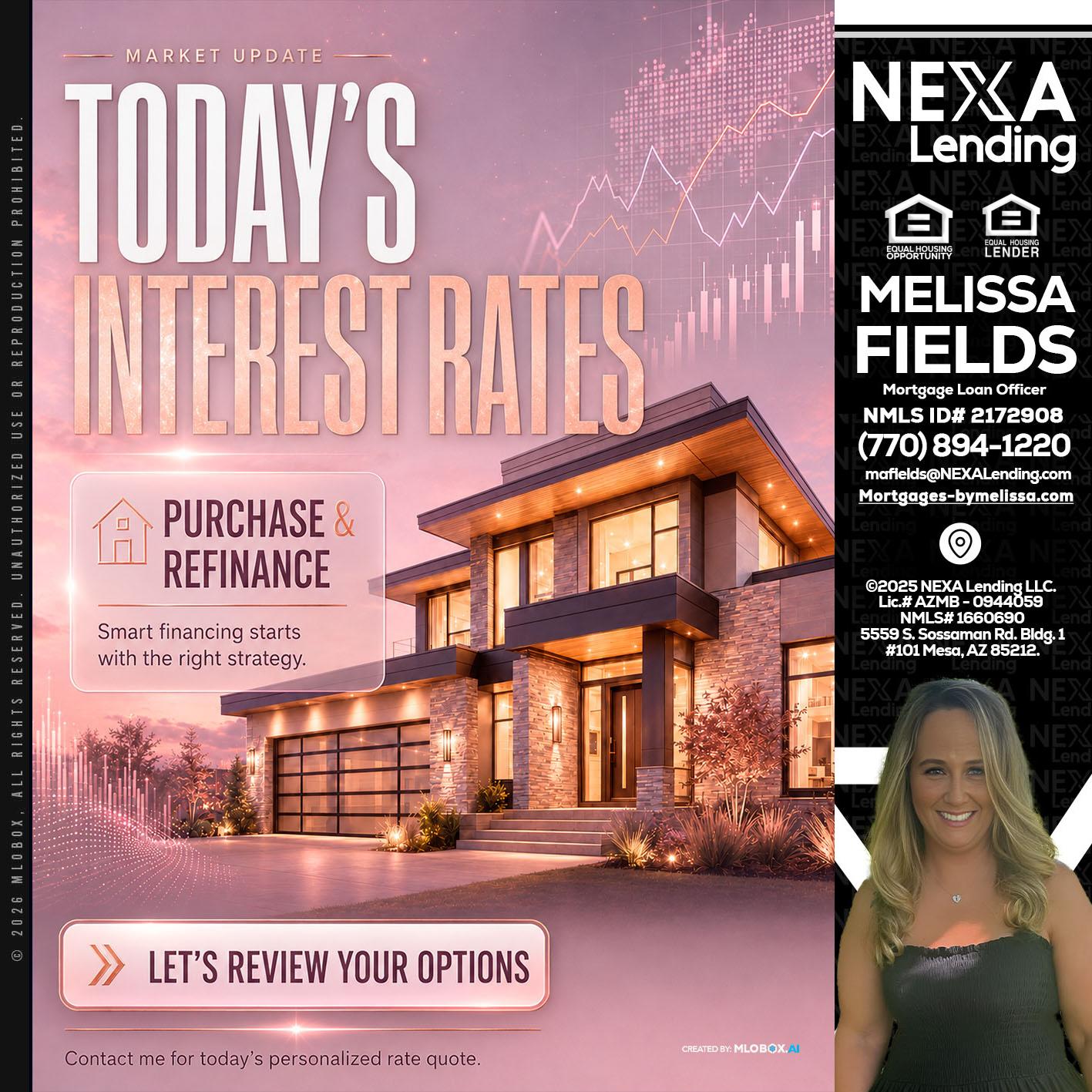 todays interest rates - Melissa Fields -Mortgage Loan Officer