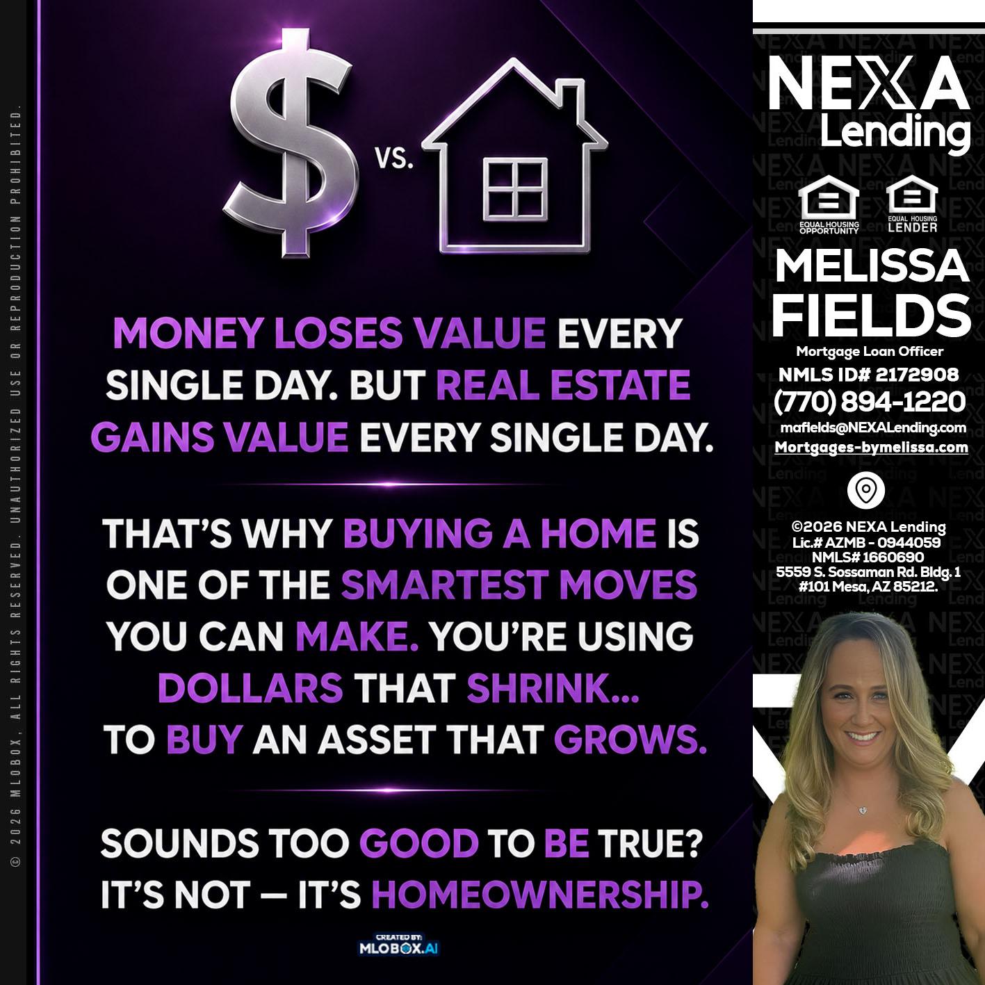 MONEY LOSES - Melissa Fields -Mortgage Loan Officer